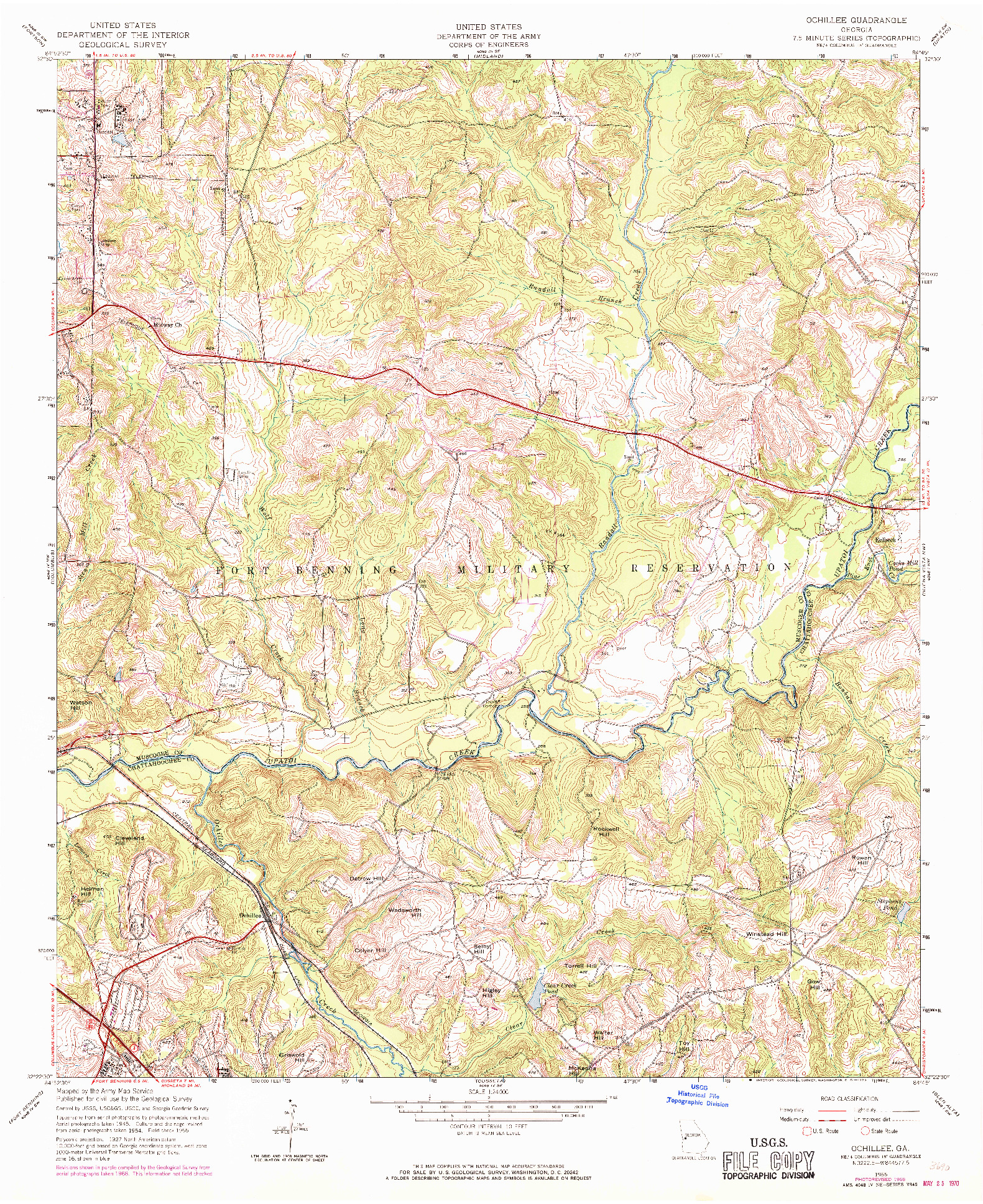 USGS 1:24000-SCALE QUADRANGLE FOR OCHILLEE, GA 1955