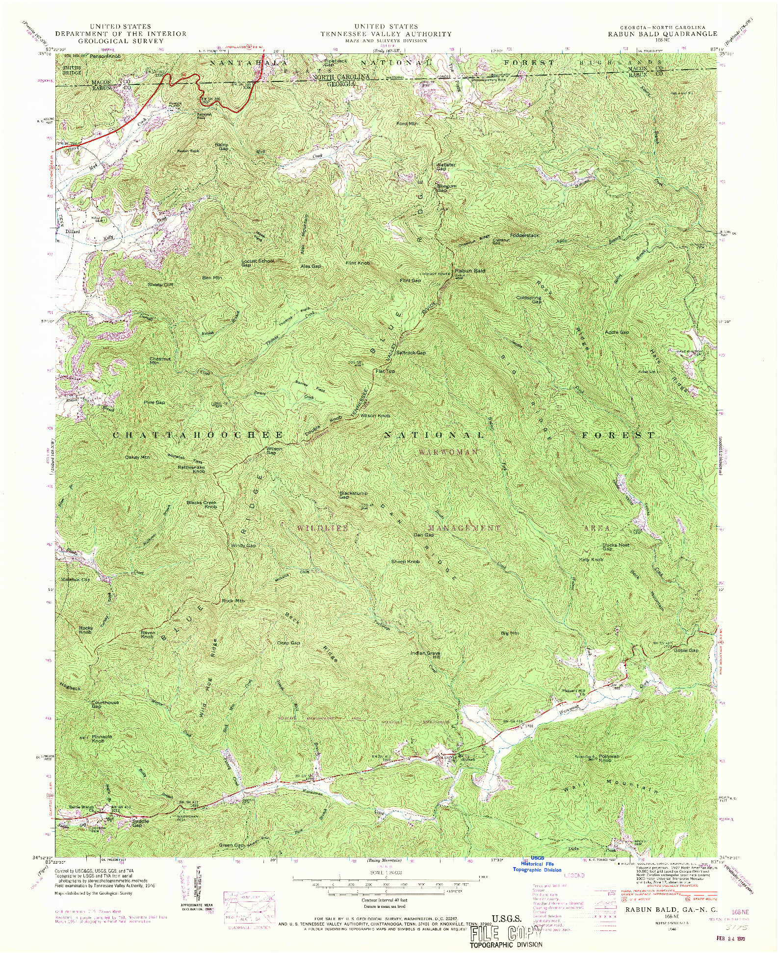 USGS 1:24000-SCALE QUADRANGLE FOR RABUN BALD, GA 1946