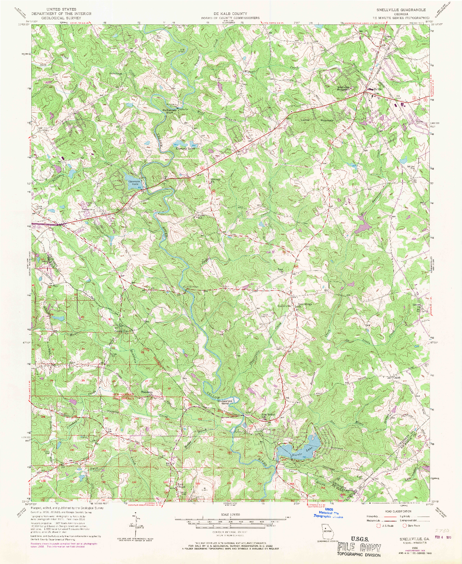 USGS 1:24000-SCALE QUADRANGLE FOR SNELLVILLE, GA 1956