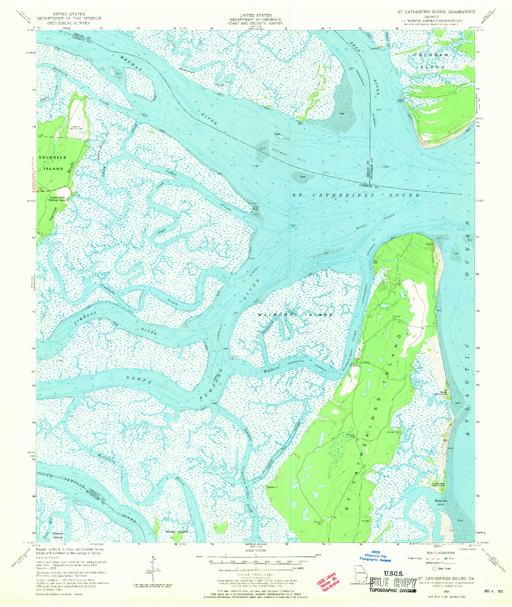 USGS 1:24000-SCALE QUADRANGLE FOR ST CATHERINES SOUND, GA 1954