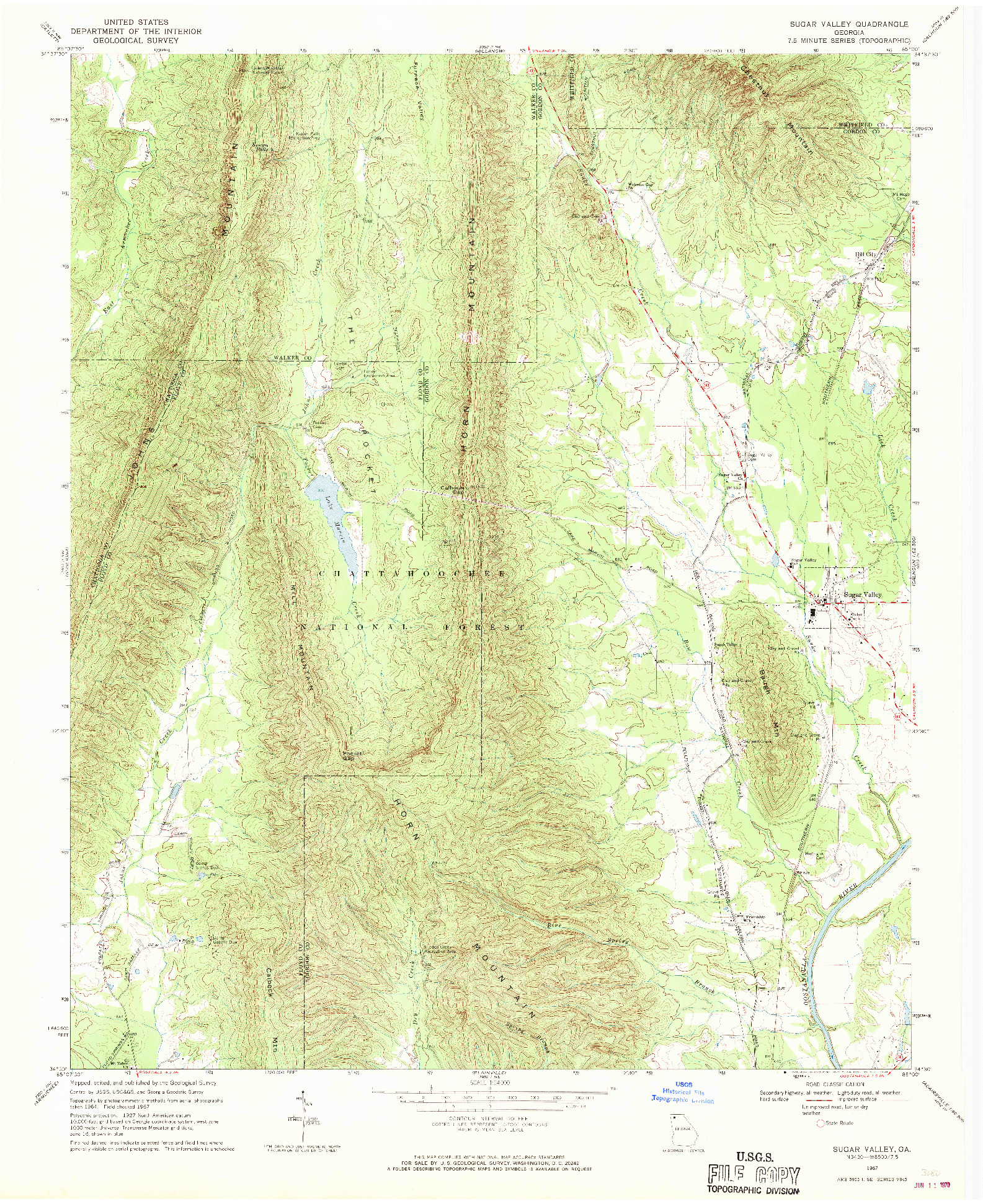 USGS 1:24000-SCALE QUADRANGLE FOR SUGAR VALLEY, GA 1967
