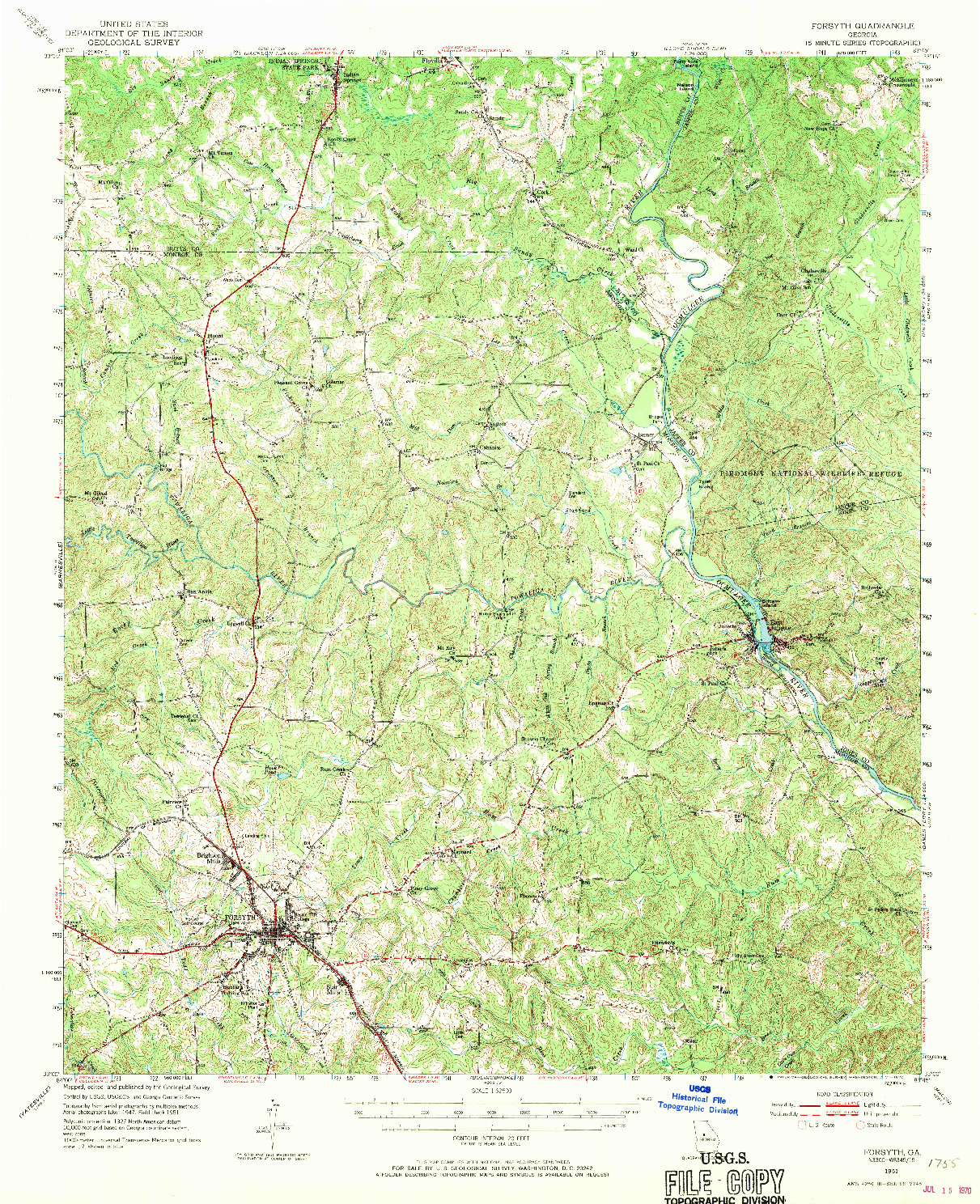 USGS 1:62500-SCALE QUADRANGLE FOR FORSYTH, GA 1951