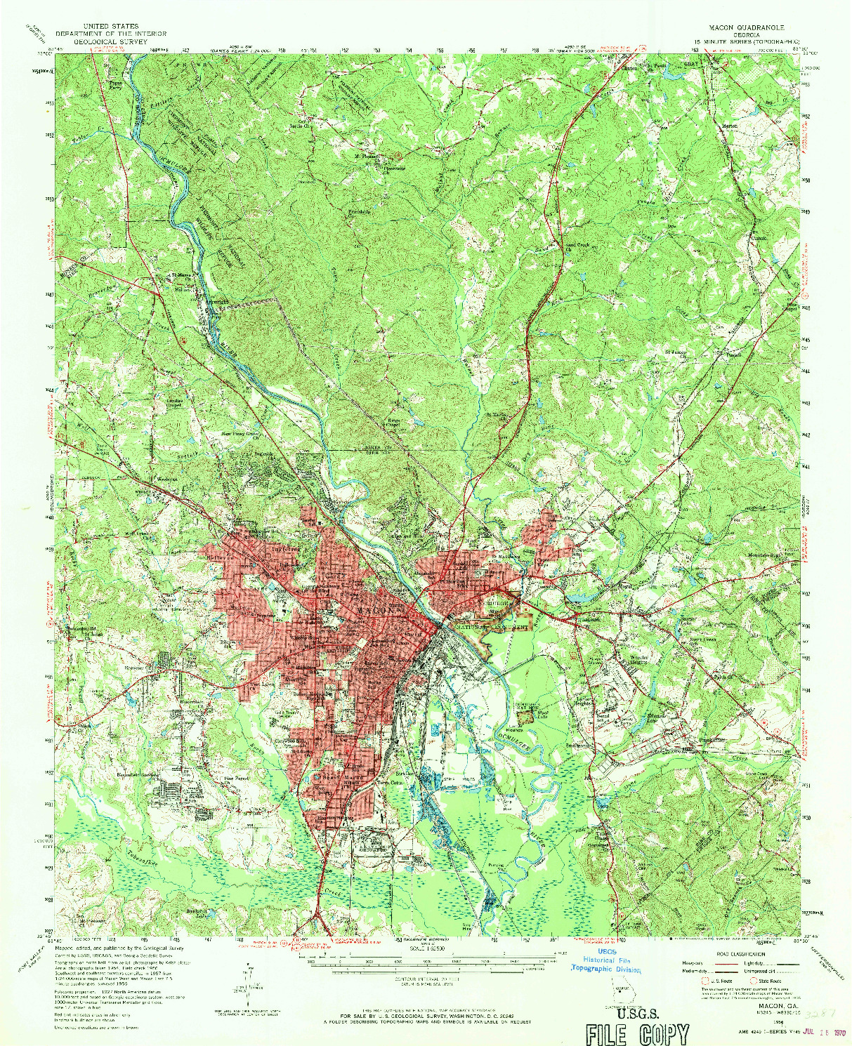 USGS 1:62500-SCALE QUADRANGLE FOR MACON, GA 1956