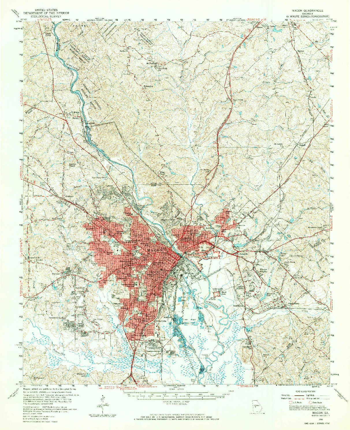 USGS 1:62500-SCALE QUADRANGLE FOR MACON, GA 1956