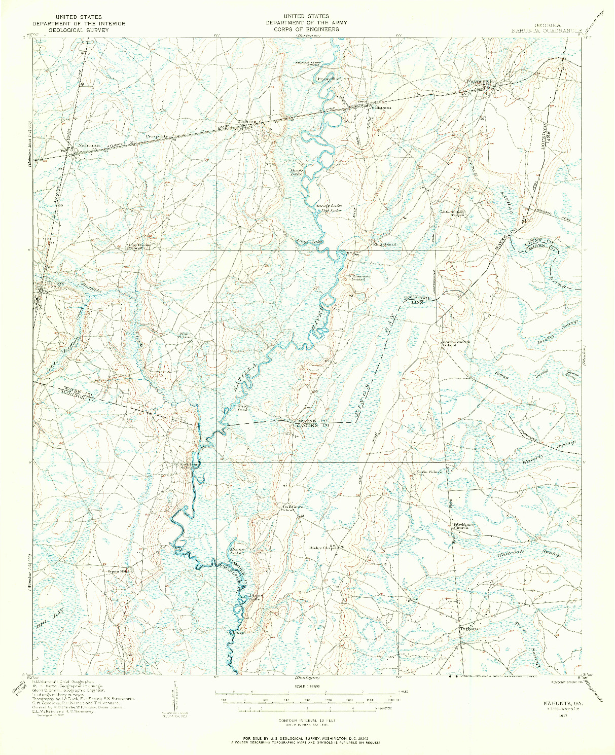 USGS 1:62500-SCALE QUADRANGLE FOR NAHUNTA, GA 1917