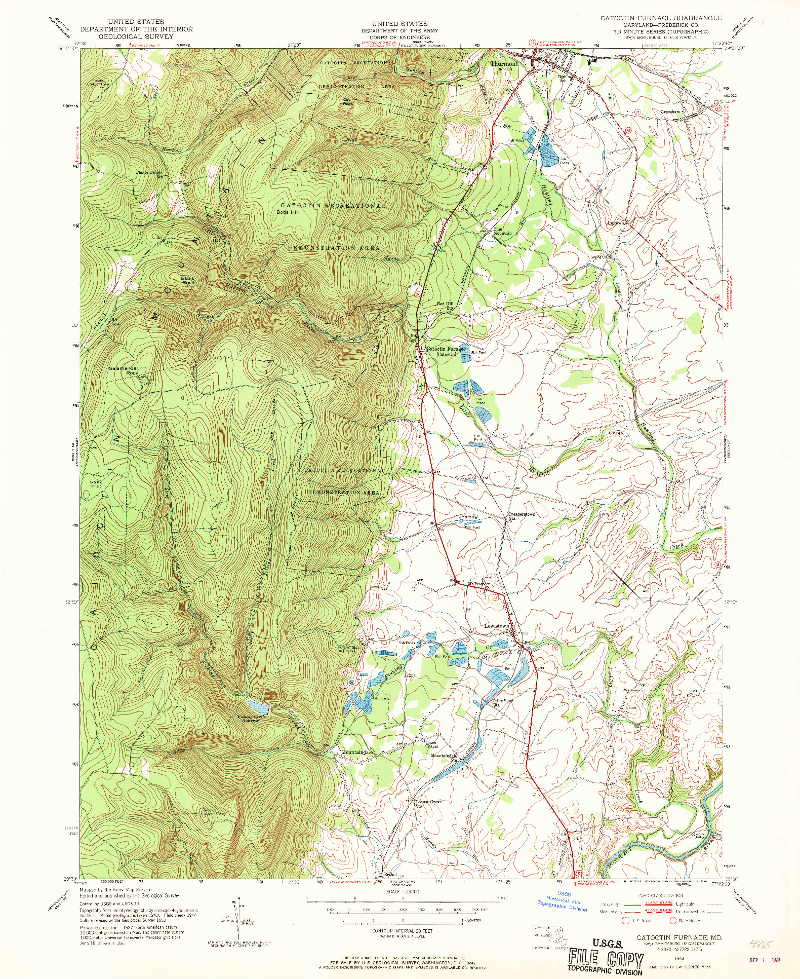 USGS 1:24000-SCALE QUADRANGLE FOR CATOCTIN FURNACE, MD 1953