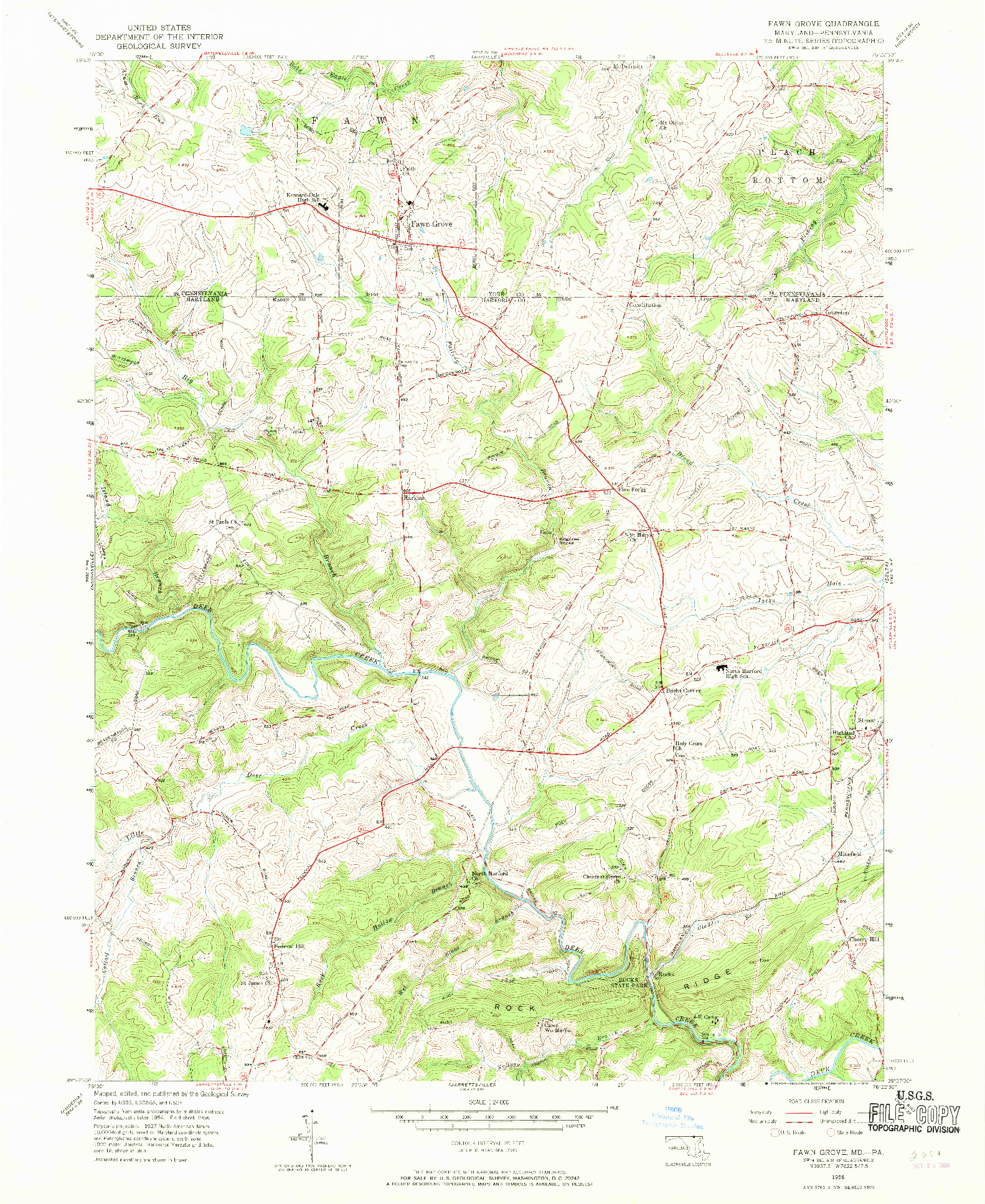 USGS 1:24000-SCALE QUADRANGLE FOR FAWN GROVE, MD 1956