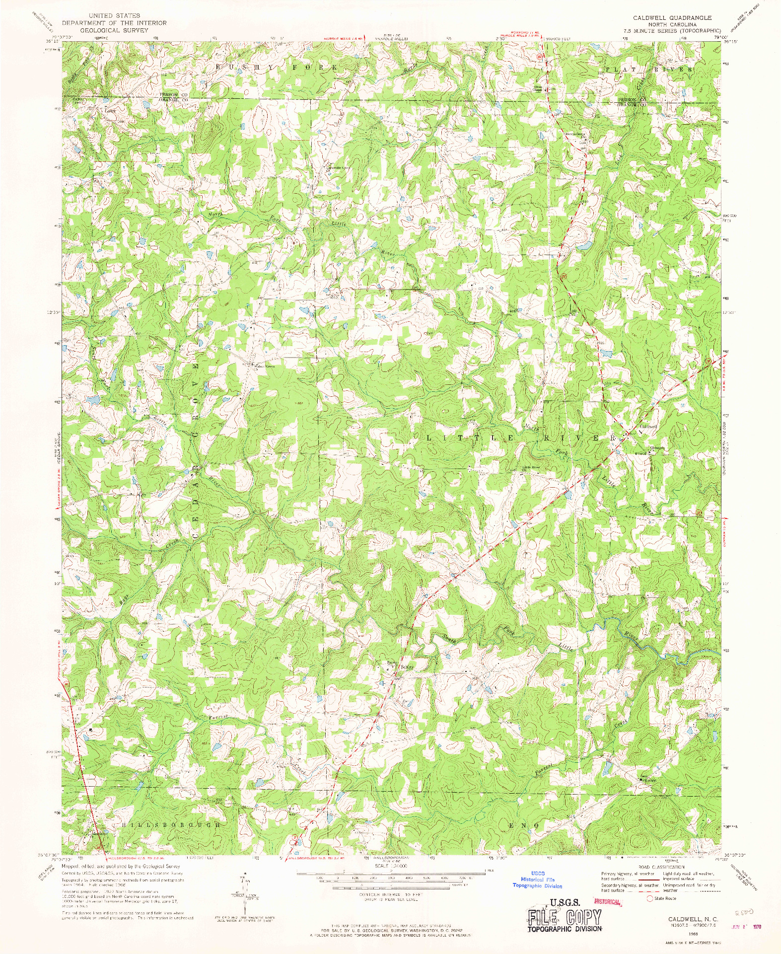 USGS 1:24000-SCALE QUADRANGLE FOR CALDWELL, NC 1968