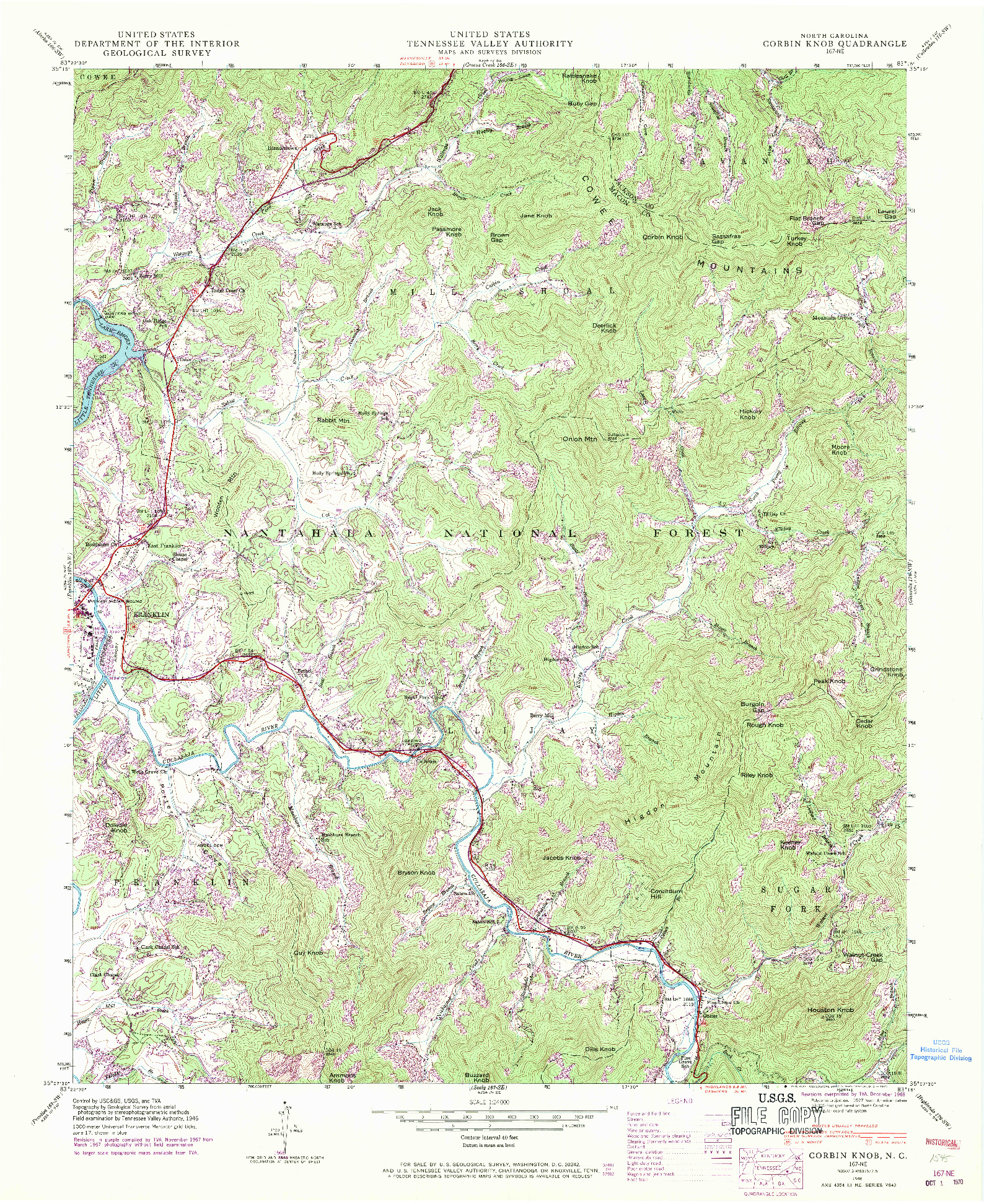 USGS 1:24000-SCALE QUADRANGLE FOR CORBIN KNOB, NC 1946