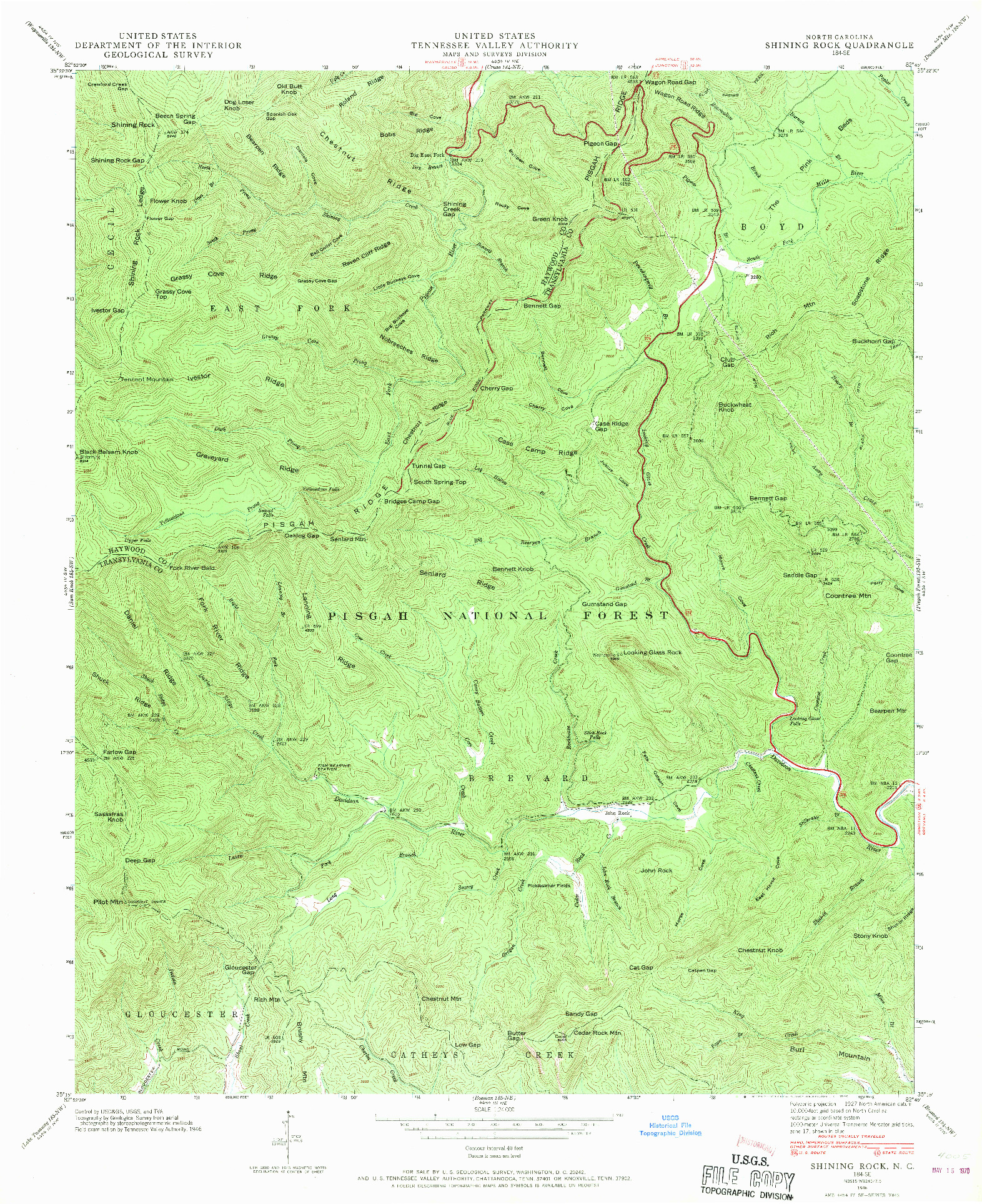 USGS 1:24000-SCALE QUADRANGLE FOR SHINING ROCK, NC 1946