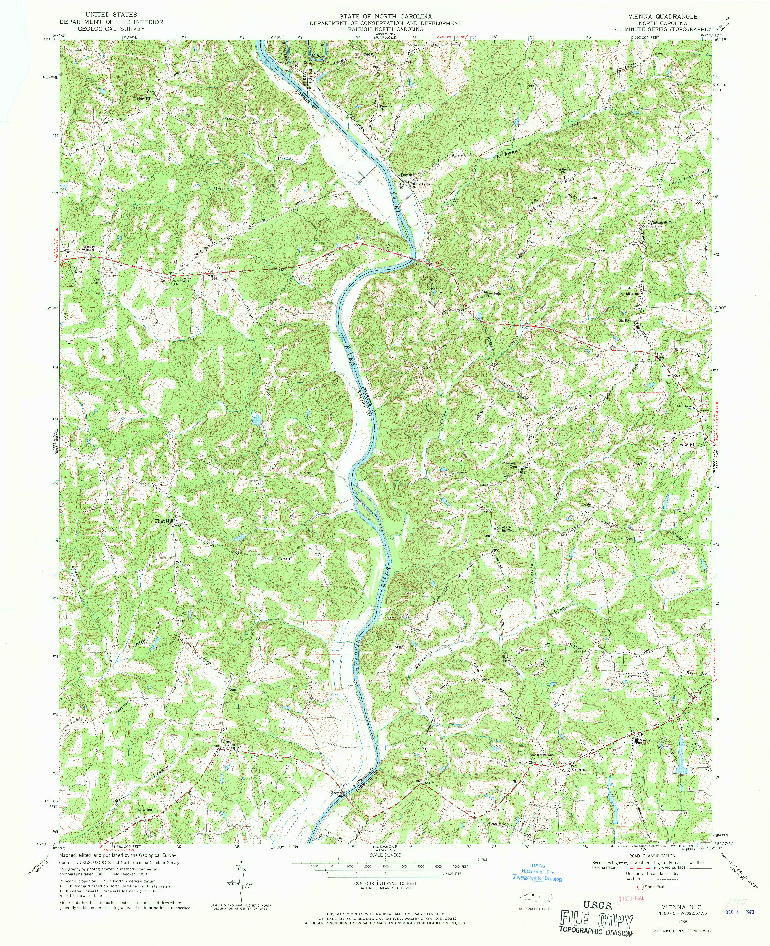 USGS 1:24000-SCALE QUADRANGLE FOR VIENNA, NC 1968