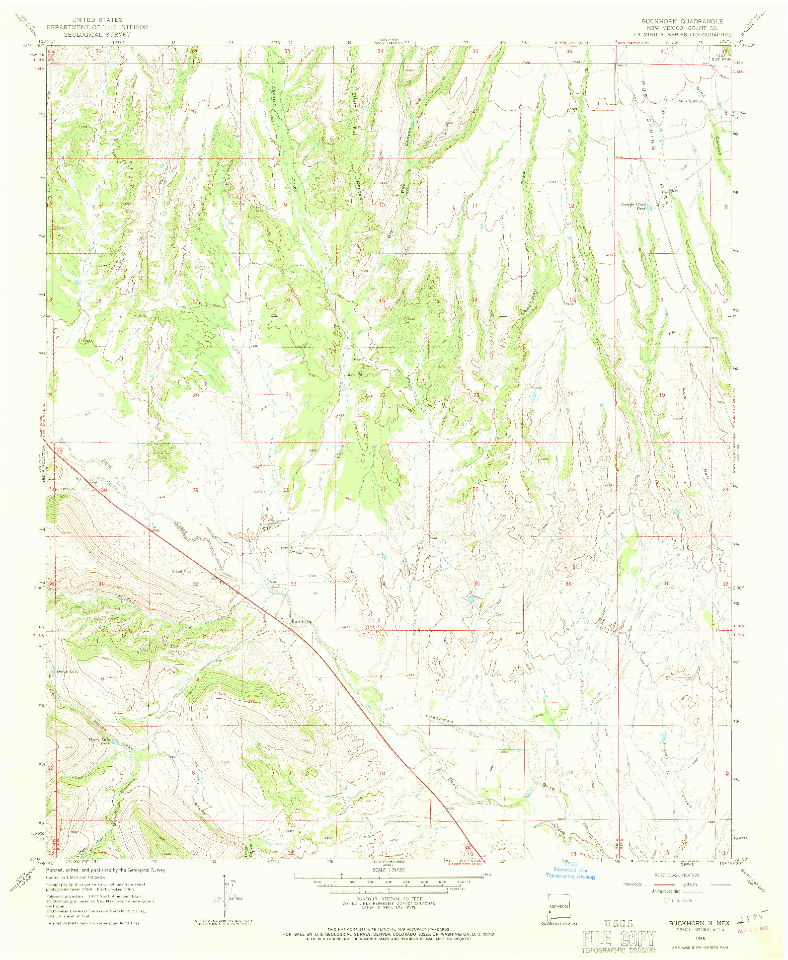 USGS 1:24000-SCALE QUADRANGLE FOR BUCKHORN, NM 1965