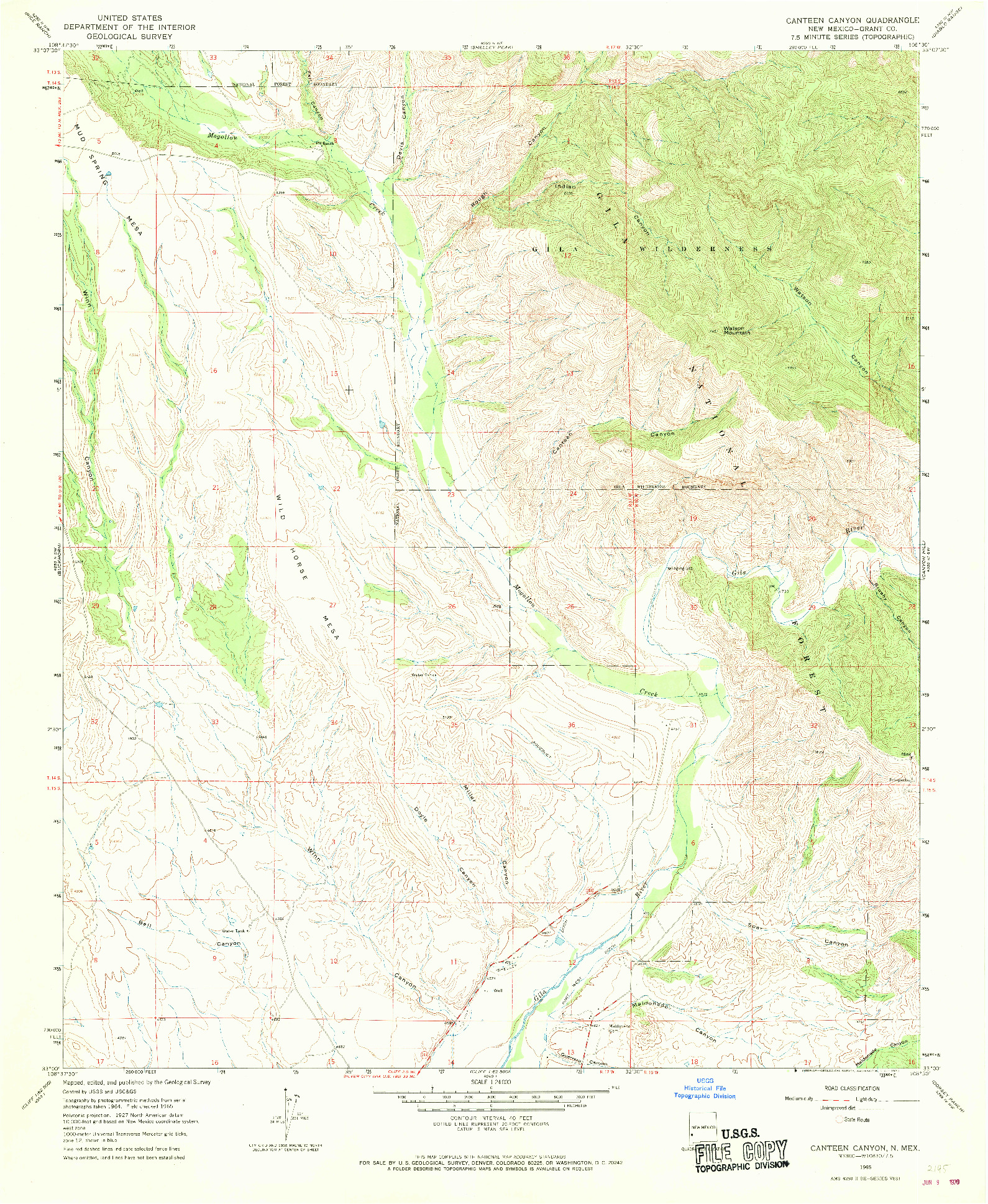 USGS 1:24000-SCALE QUADRANGLE FOR CANTEEN CANYON, NM 1965