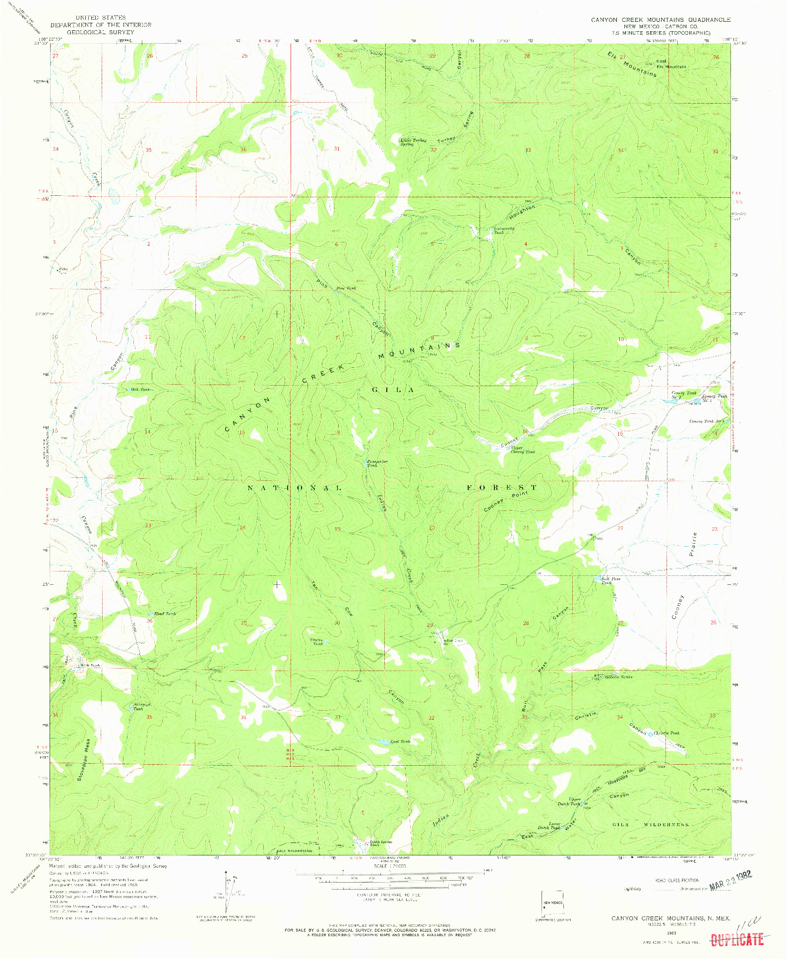 USGS 1:24000-SCALE QUADRANGLE FOR CANYON CREEK MOUNTAINS, NM 1965