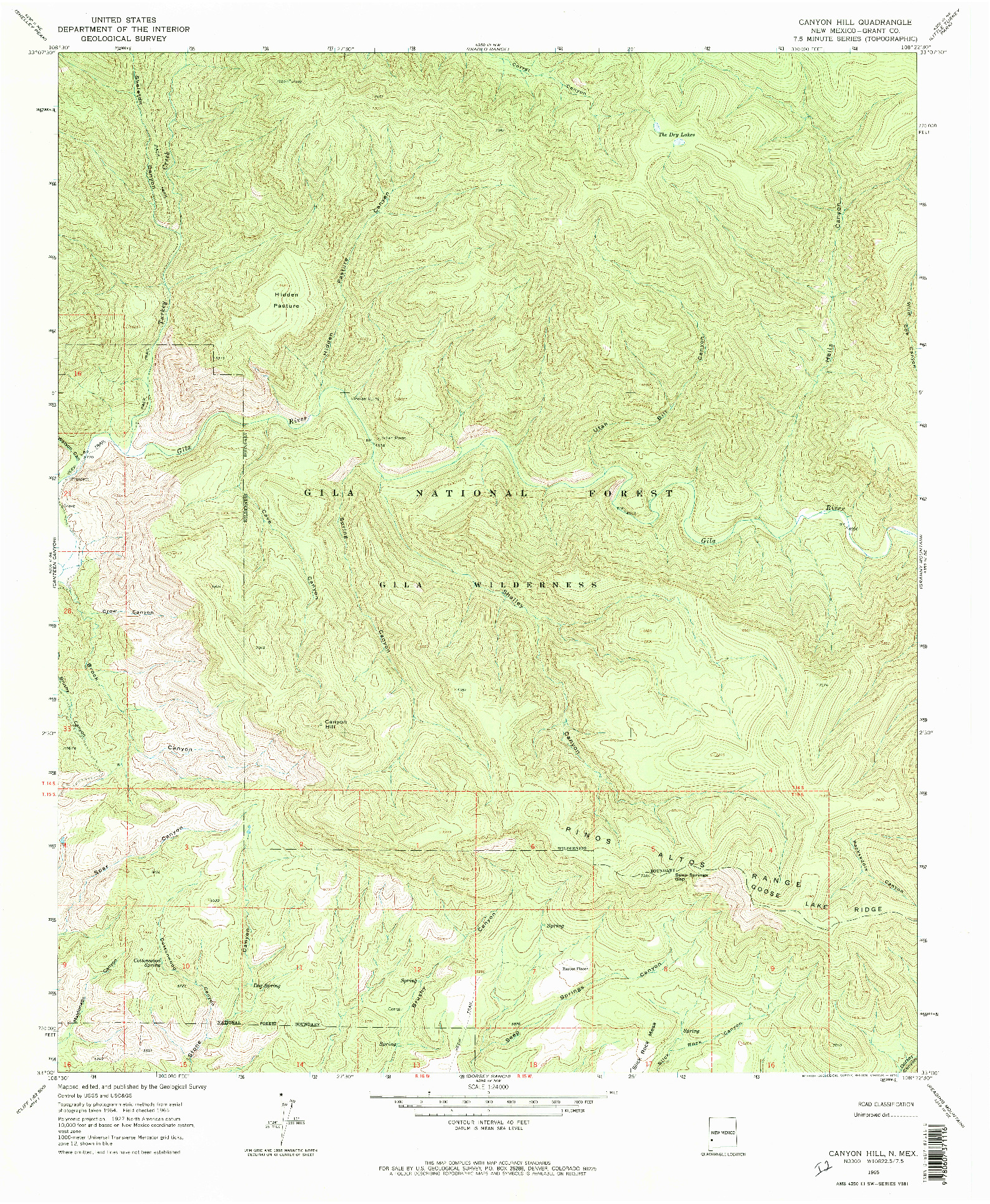 USGS 1:24000-SCALE QUADRANGLE FOR CANYON HILL, NM 1965