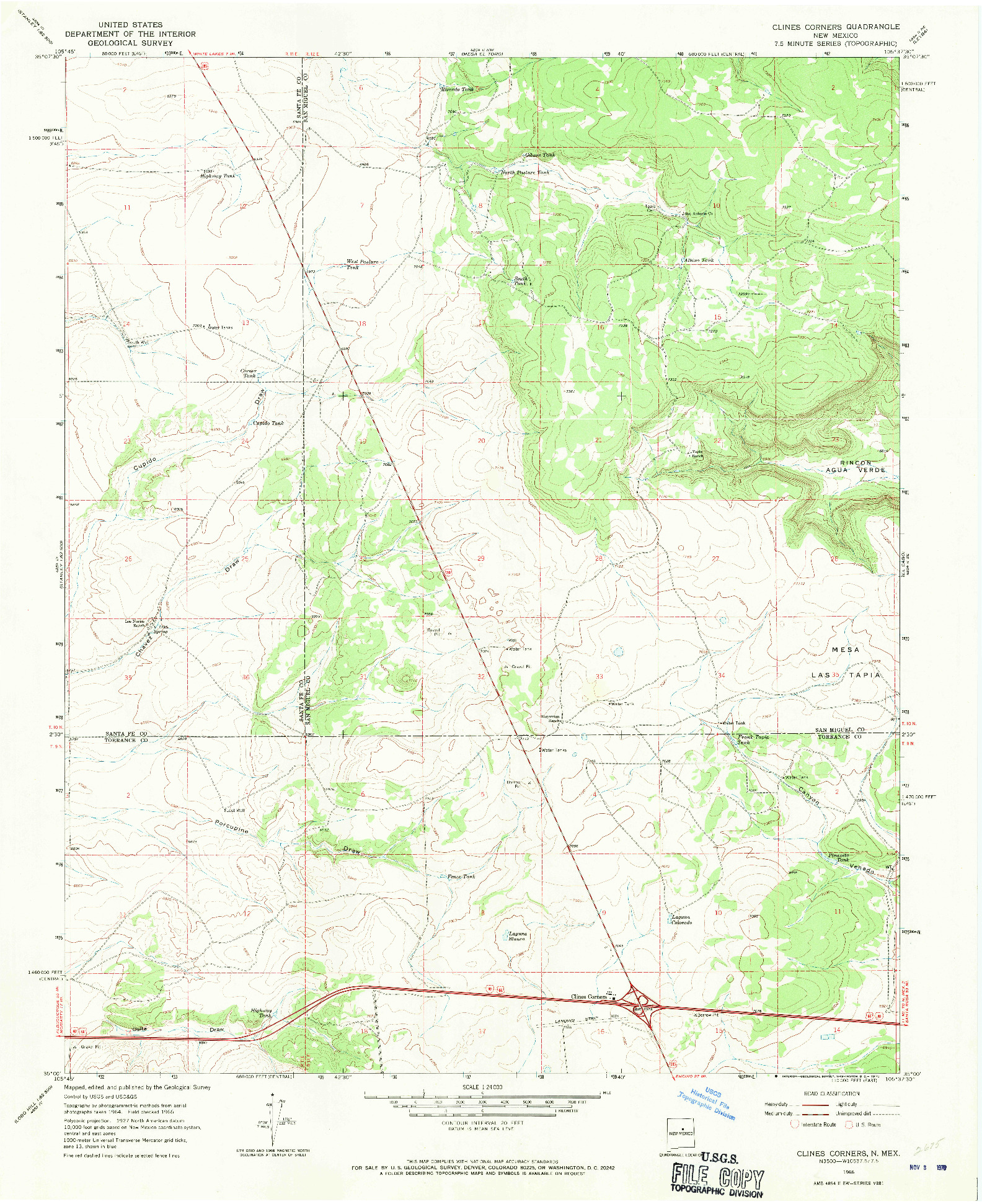 USGS 1:24000-SCALE QUADRANGLE FOR CLINES CORNERS, NM 1966