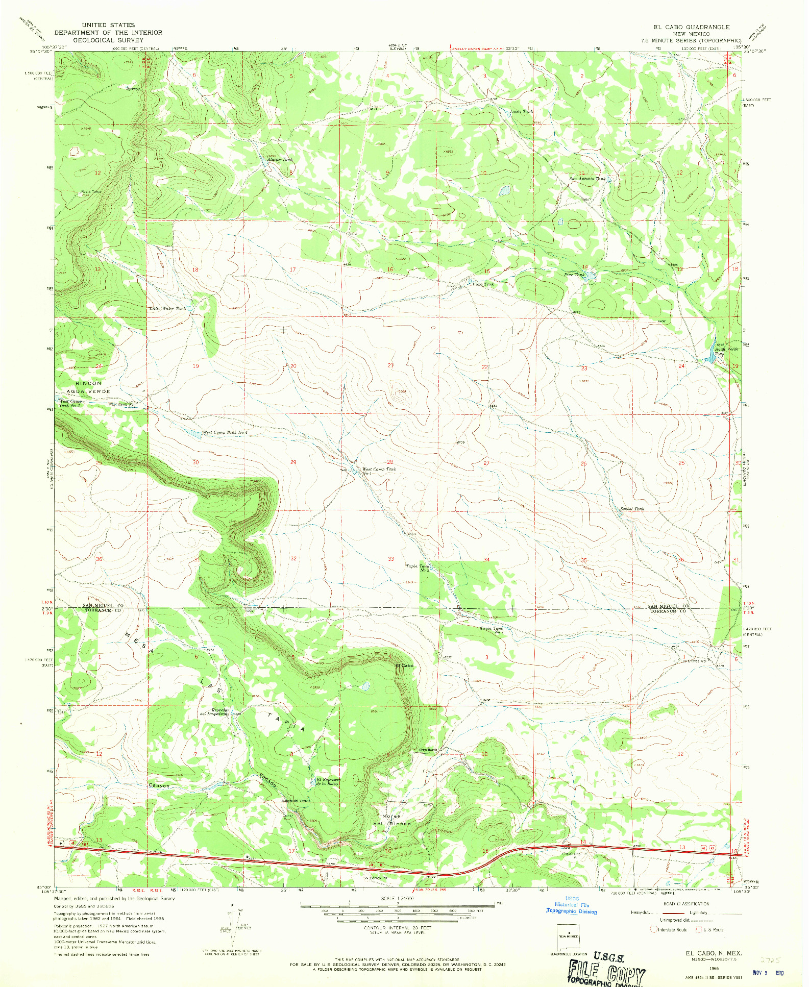 USGS 1:24000-SCALE QUADRANGLE FOR EL CABO, NM 1966