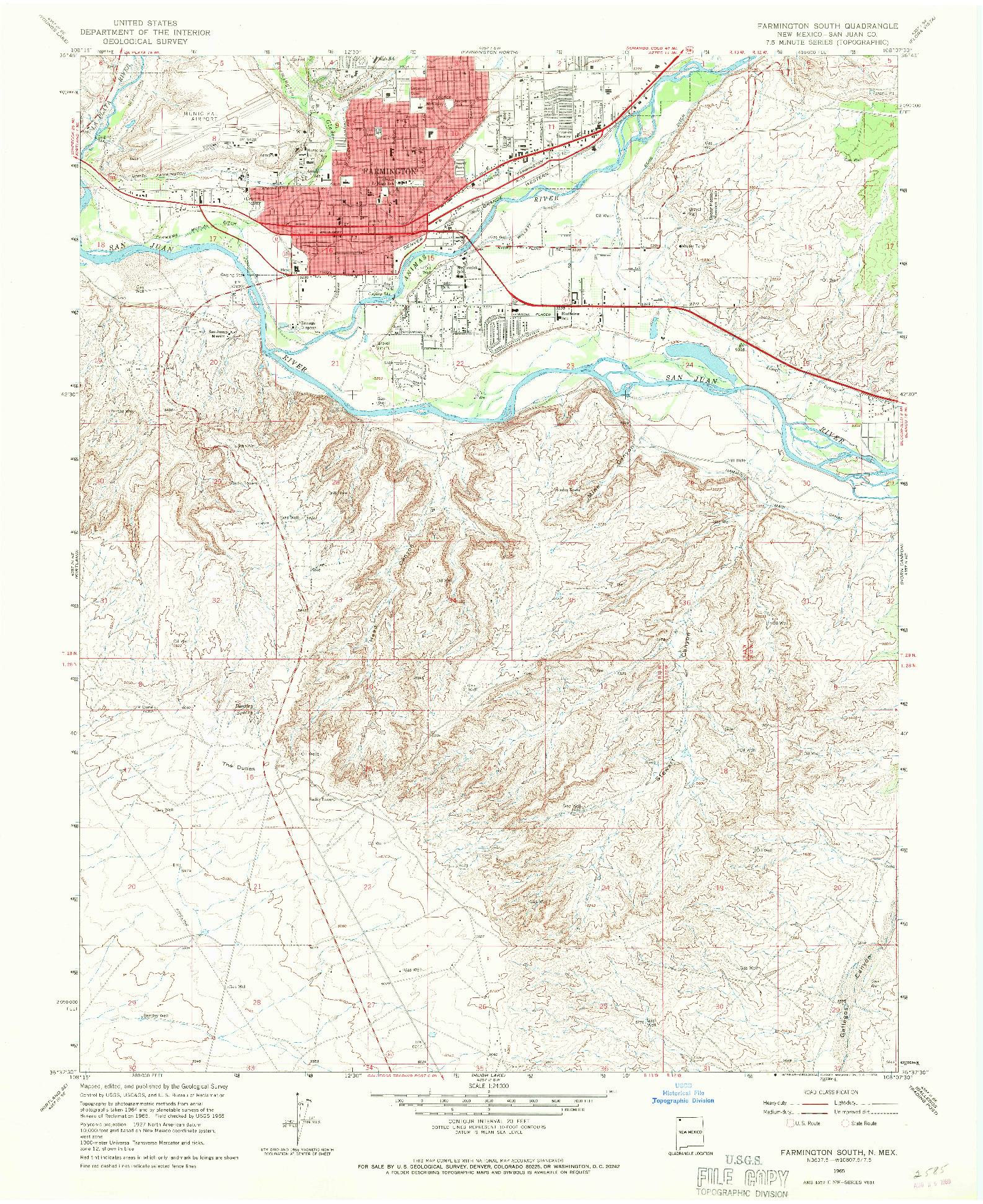 USGS 1:24000-SCALE QUADRANGLE FOR FARMINGTON SOUTH, NM 1965