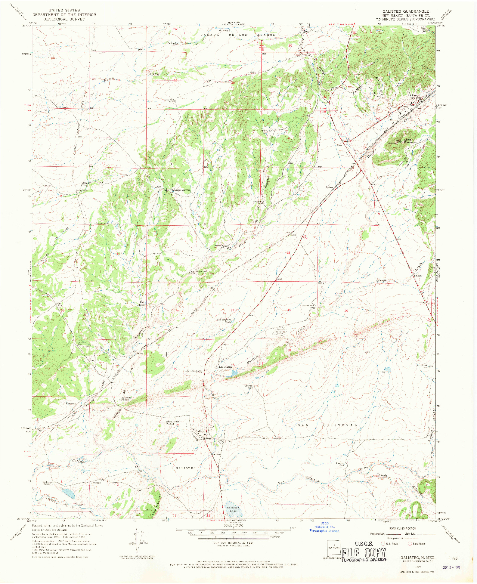 USGS 1:24000-SCALE QUADRANGLE FOR GALISTEO, NM 1966