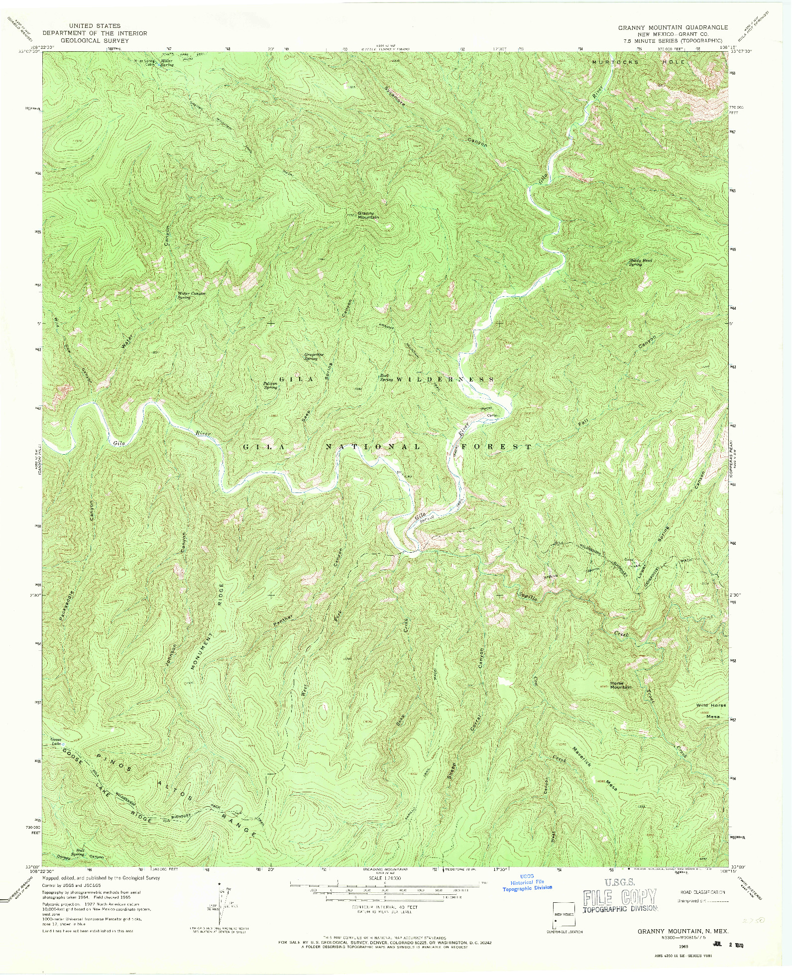 USGS 1:24000-SCALE QUADRANGLE FOR GRANNY MOUNTAIN, NM 1965