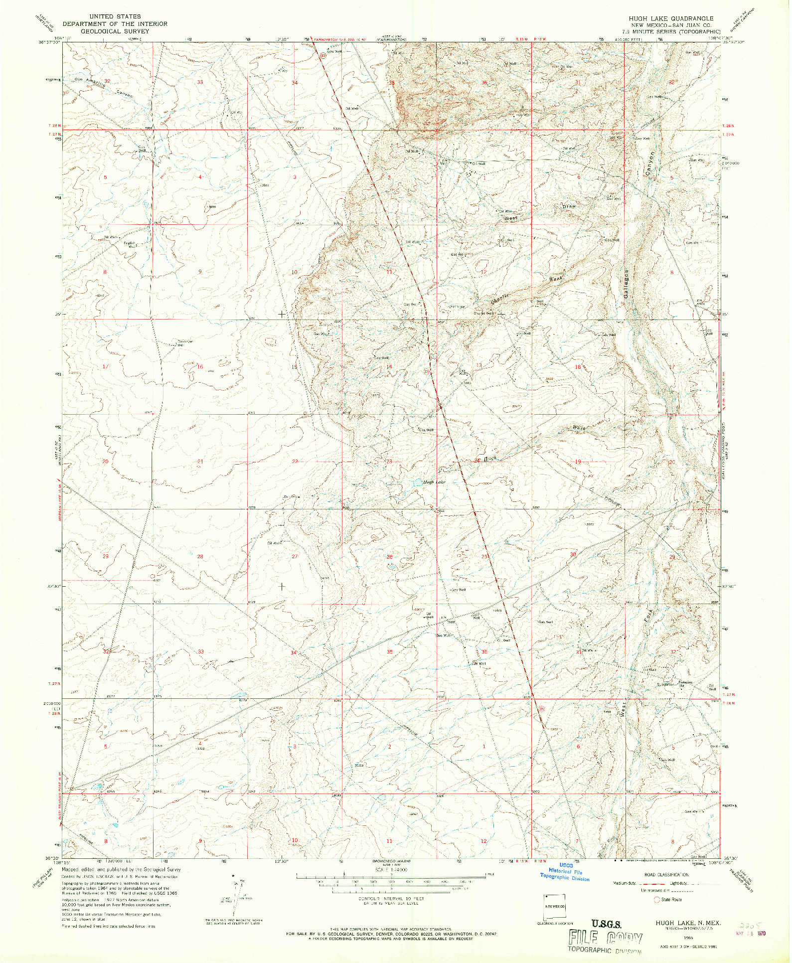 USGS 1:24000-SCALE QUADRANGLE FOR HUGH LAKE, NM 1965