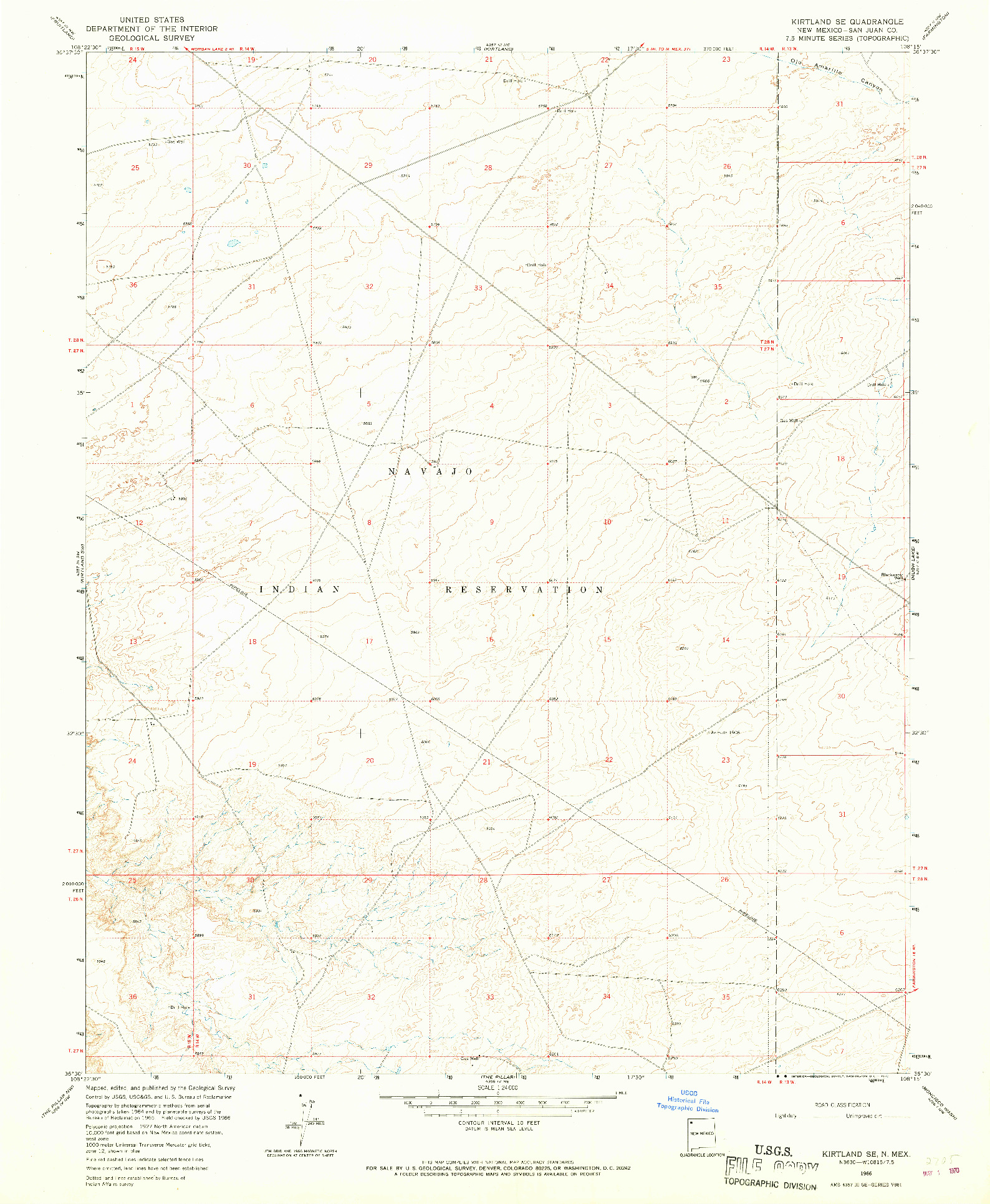 USGS 1:24000-SCALE QUADRANGLE FOR KIRTLAND SE, NM 1966