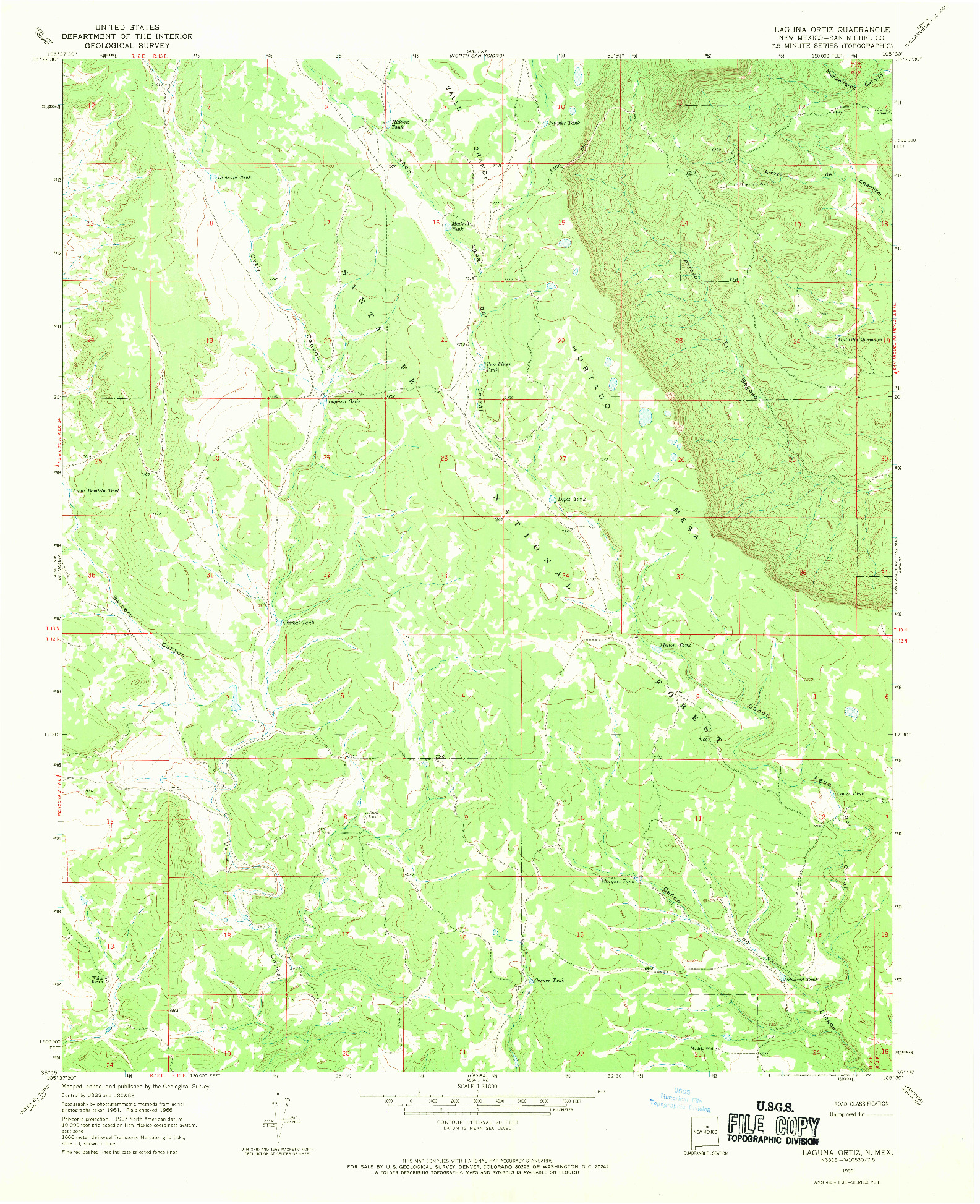 USGS 1:24000-SCALE QUADRANGLE FOR LAGUNA ORTIZ, NM 1966