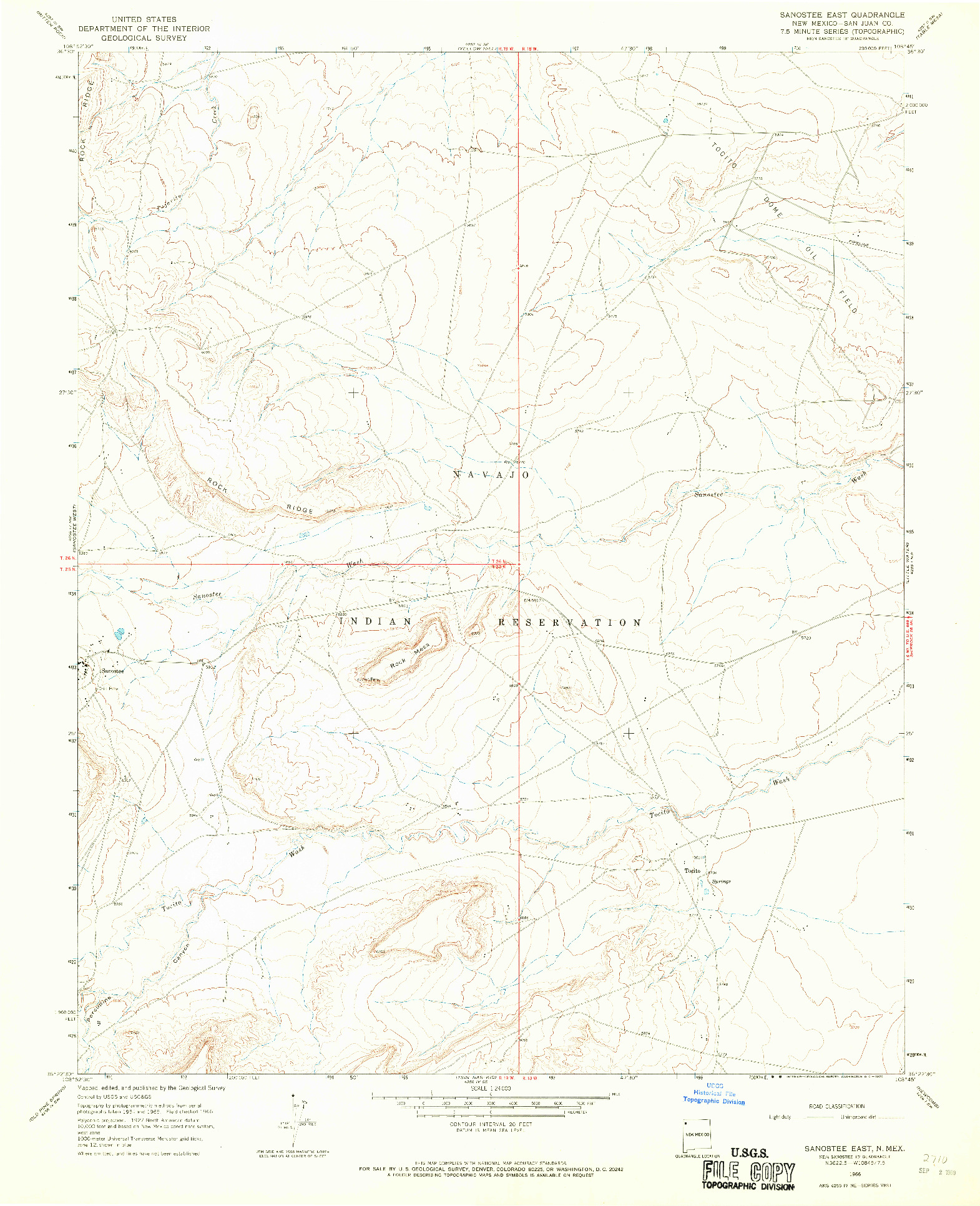 USGS 1:24000-SCALE QUADRANGLE FOR SANOSTEE EAST, NM 1966