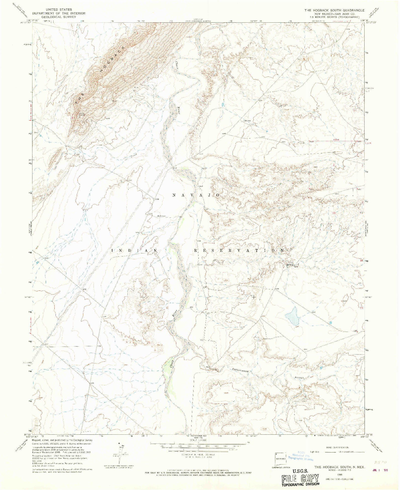 USGS 1:24000-SCALE QUADRANGLE FOR THE HOGBACK SOUTH, NM 1966