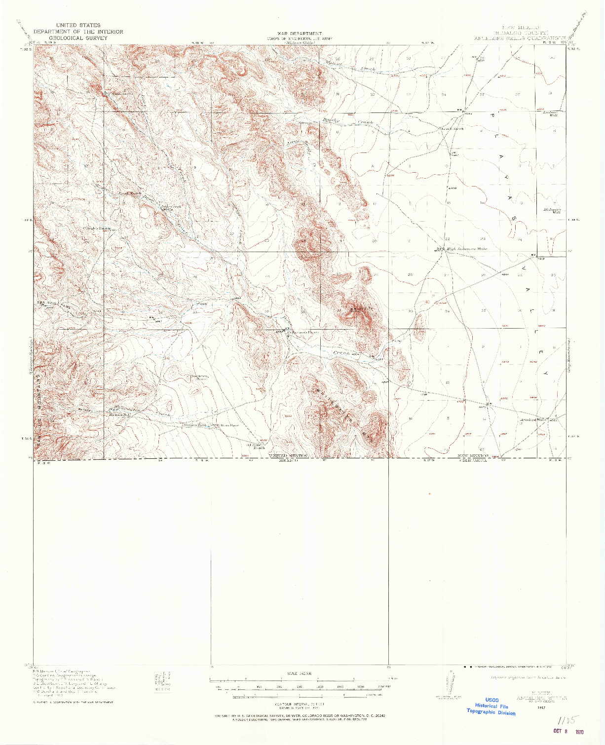 USGS 1:62500-SCALE QUADRANGLE FOR ANTELOPE WELLS, NM 1917