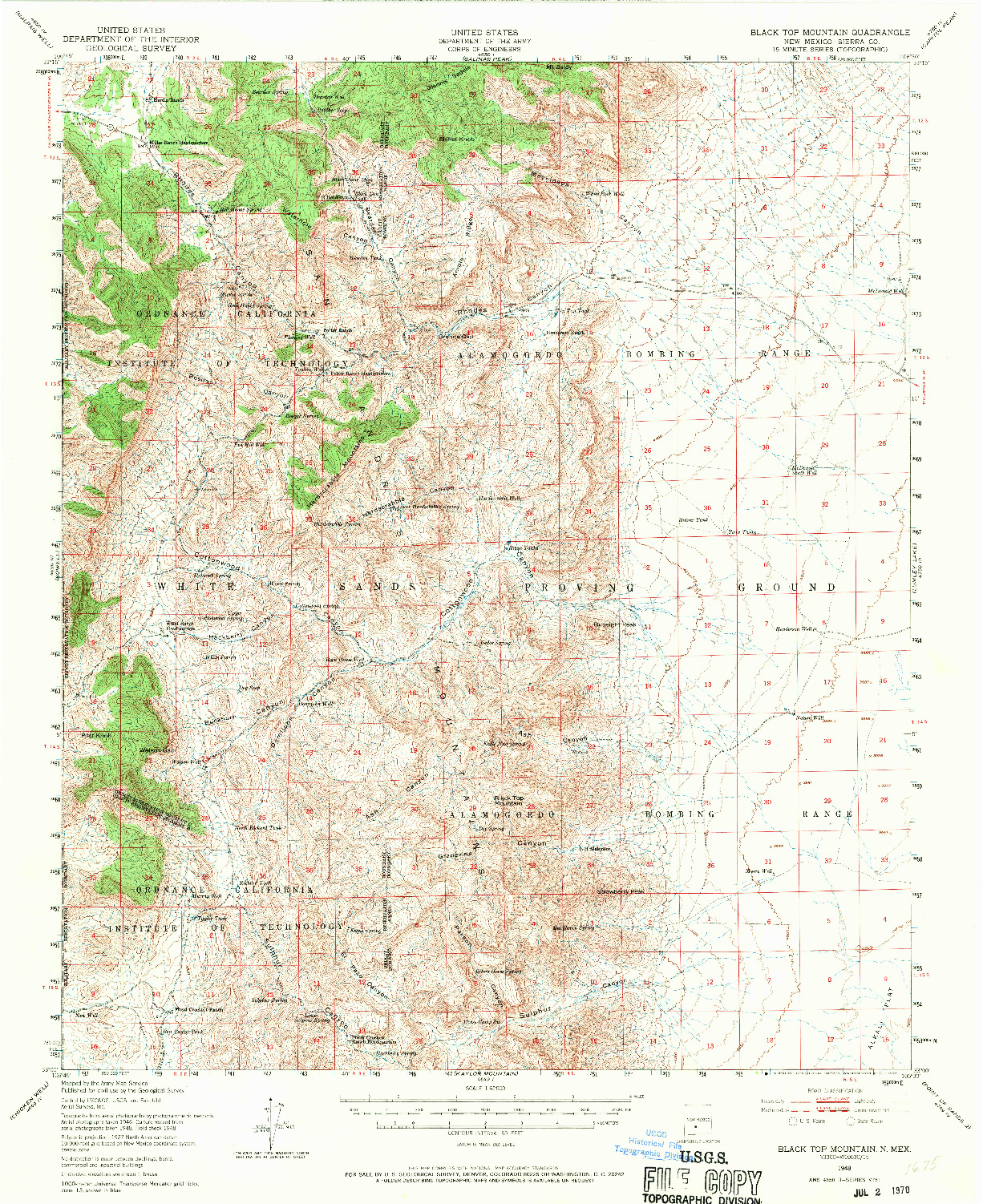 USGS 1:62500-SCALE QUADRANGLE FOR BLACK TOP MOUNTAIN, NM 1948