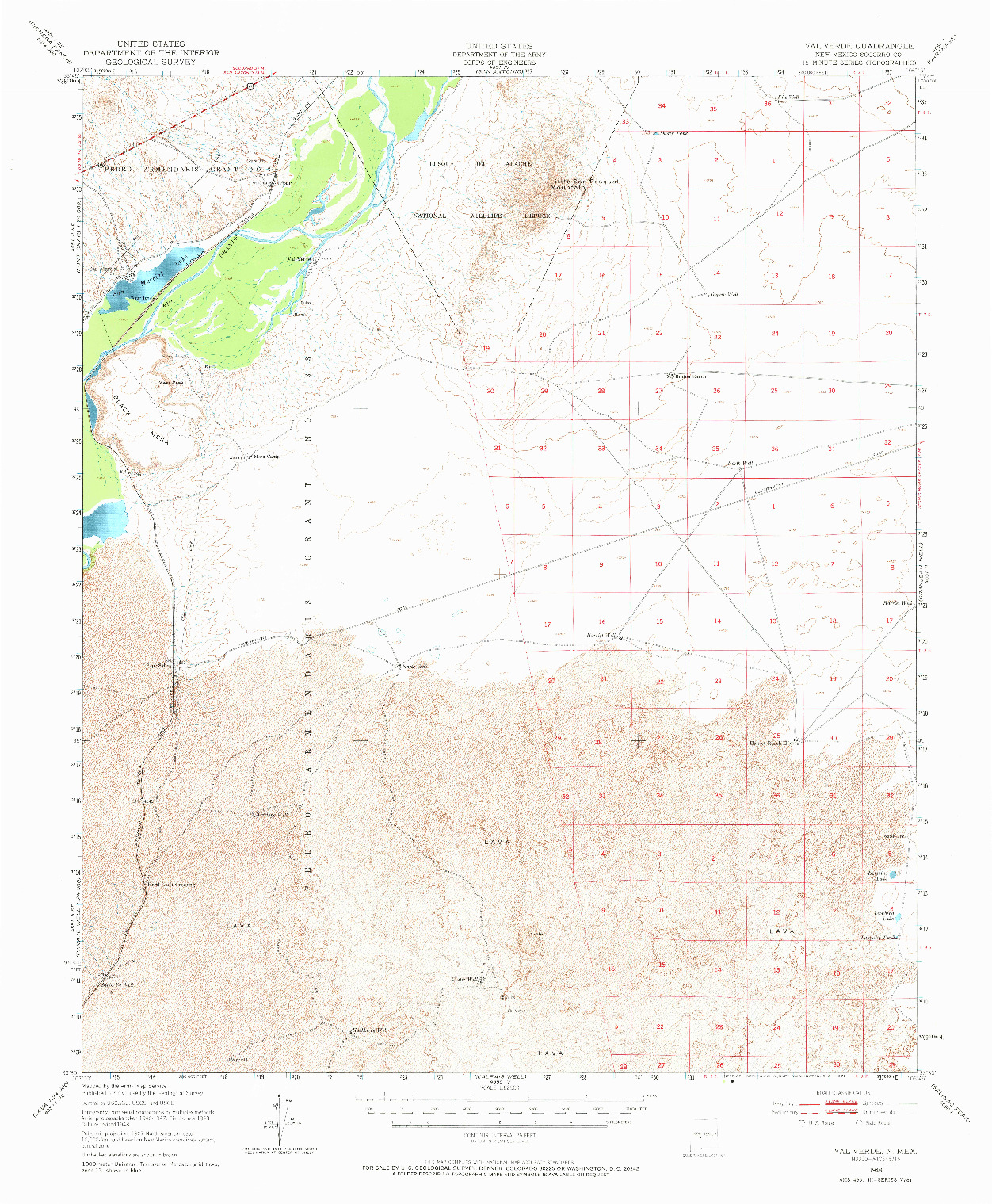USGS 1:62500-SCALE QUADRANGLE FOR VAL VERDE, NM 1948