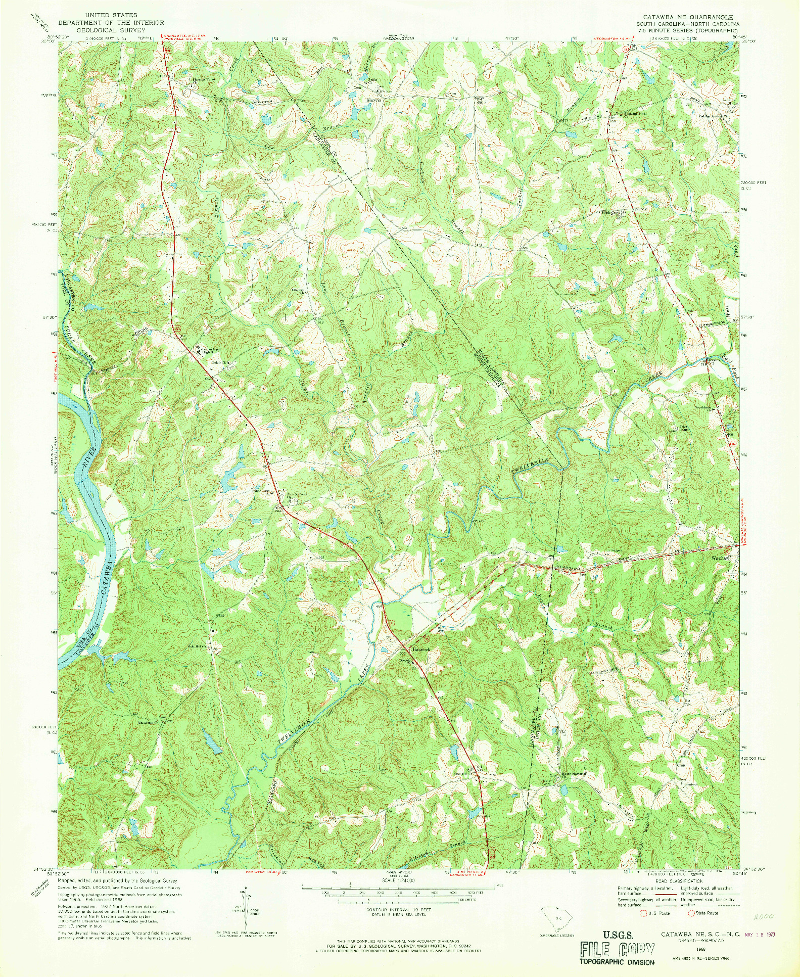 USGS 1:24000-SCALE QUADRANGLE FOR CATAWBA NE, SC 1968