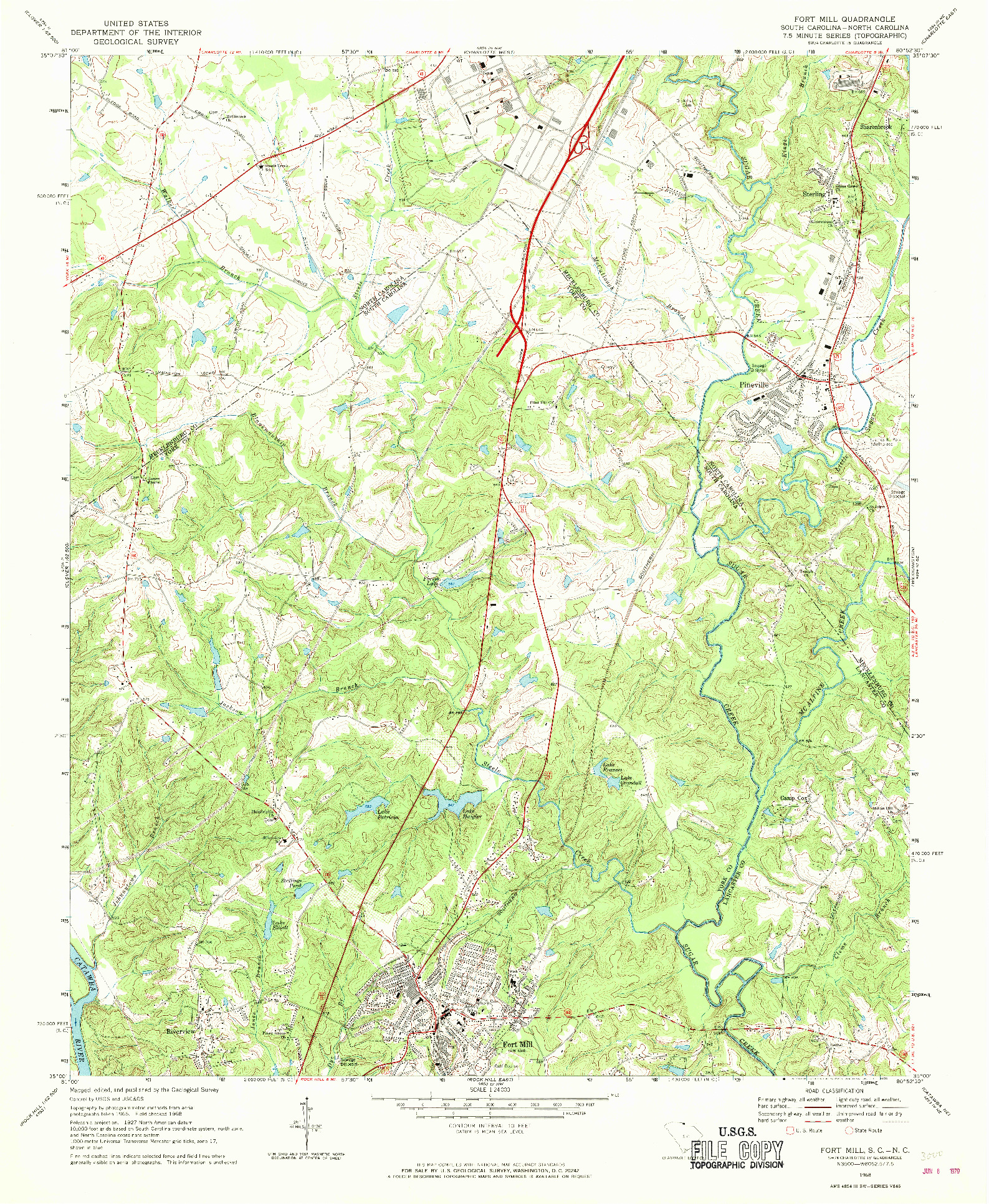 USGS 1:24000-SCALE QUADRANGLE FOR FORT MILL, SC 1968