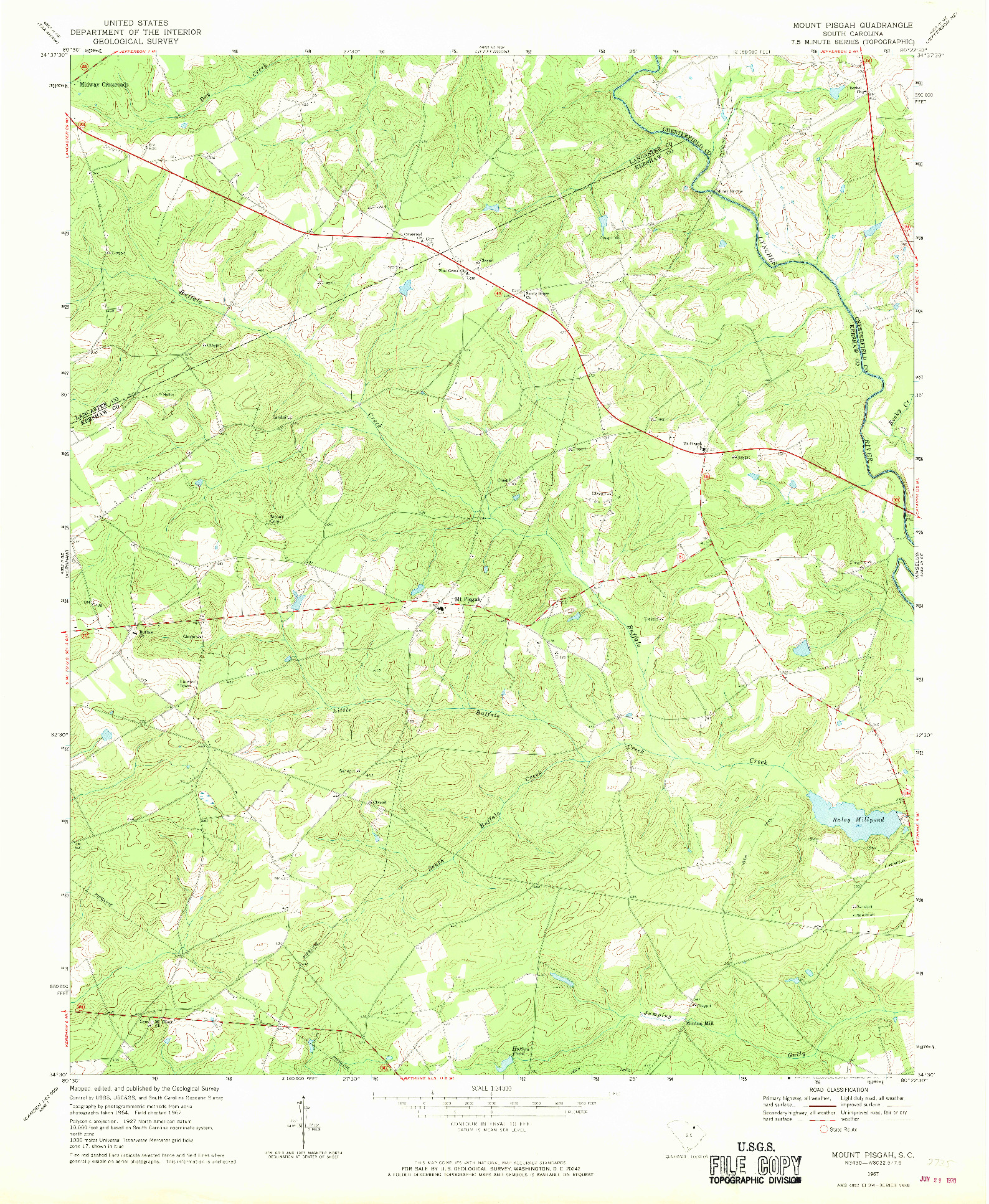 USGS 1:24000-SCALE QUADRANGLE FOR MOUNT PISGAH, SC 1967