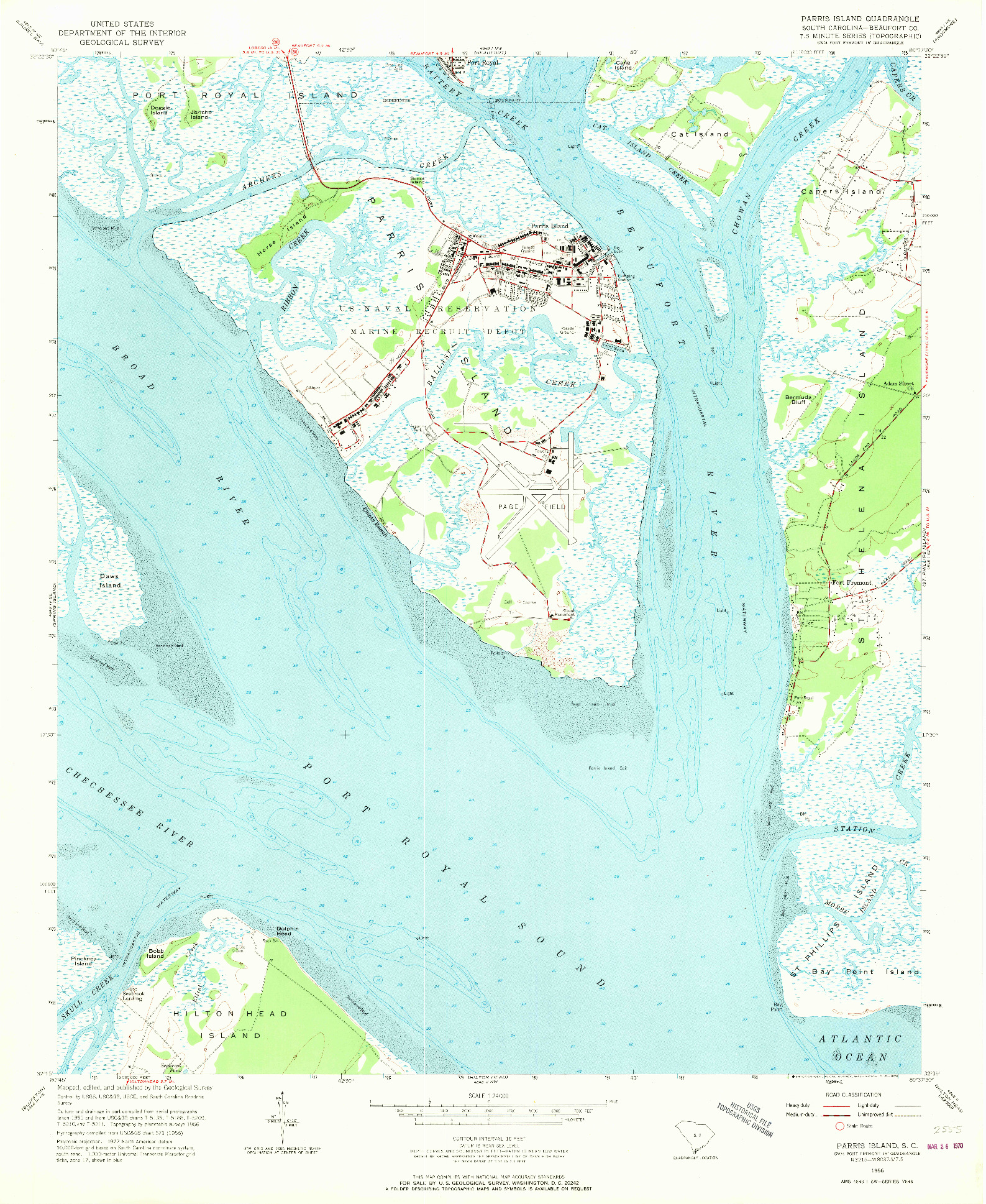 USGS 1:24000-SCALE QUADRANGLE FOR PARRIS ISLAND, SC 1956