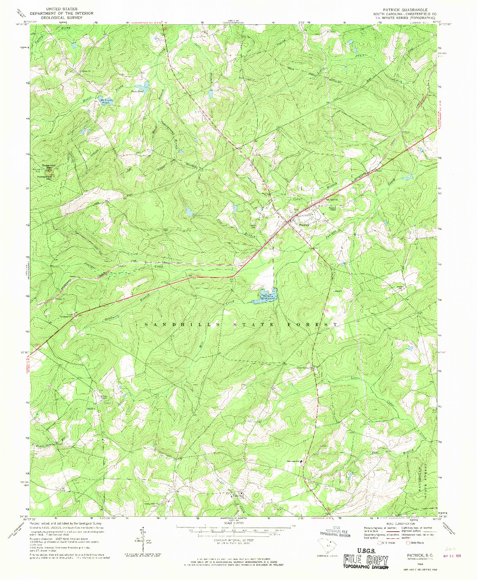 USGS 1:24000-SCALE QUADRANGLE FOR PATRICK, SC 1968