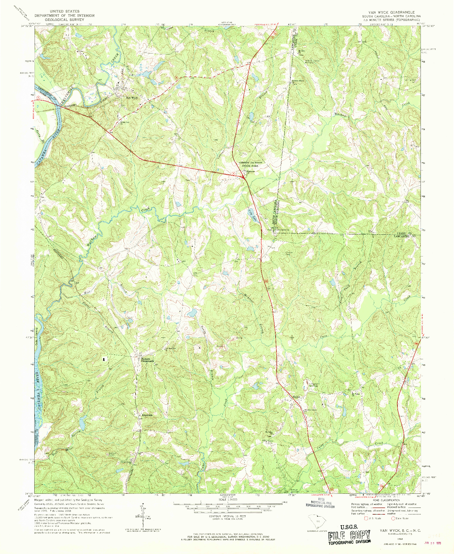 USGS 1:24000-SCALE QUADRANGLE FOR VAN WYCK, SC 1968