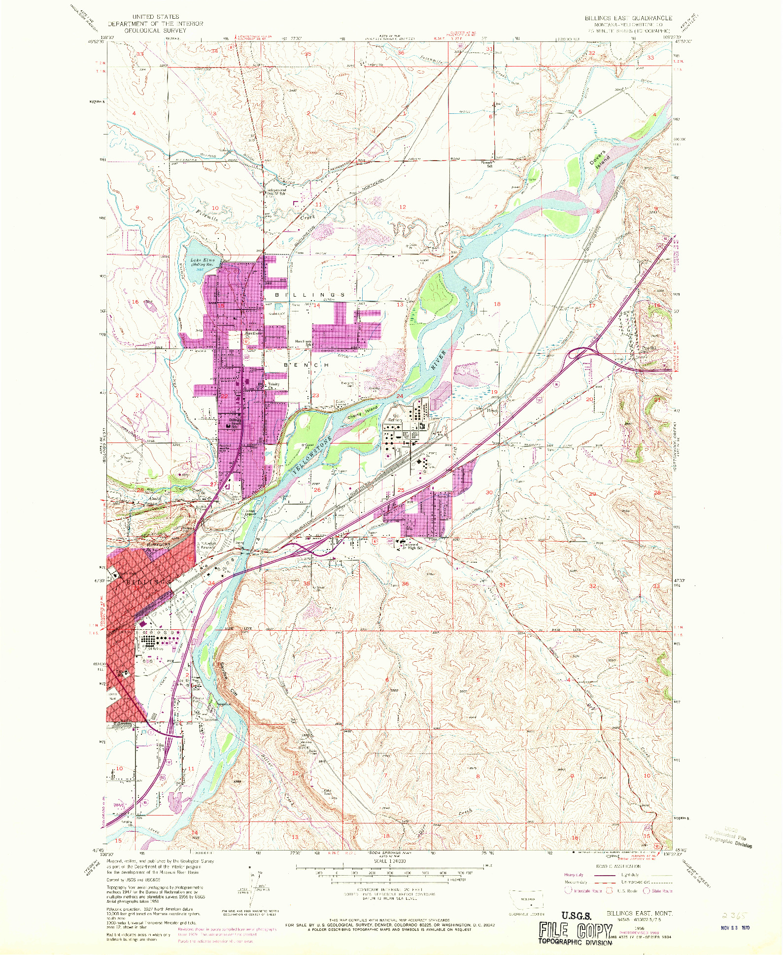 USGS 1:24000-SCALE QUADRANGLE FOR BILLINGS EAST, MT 1956