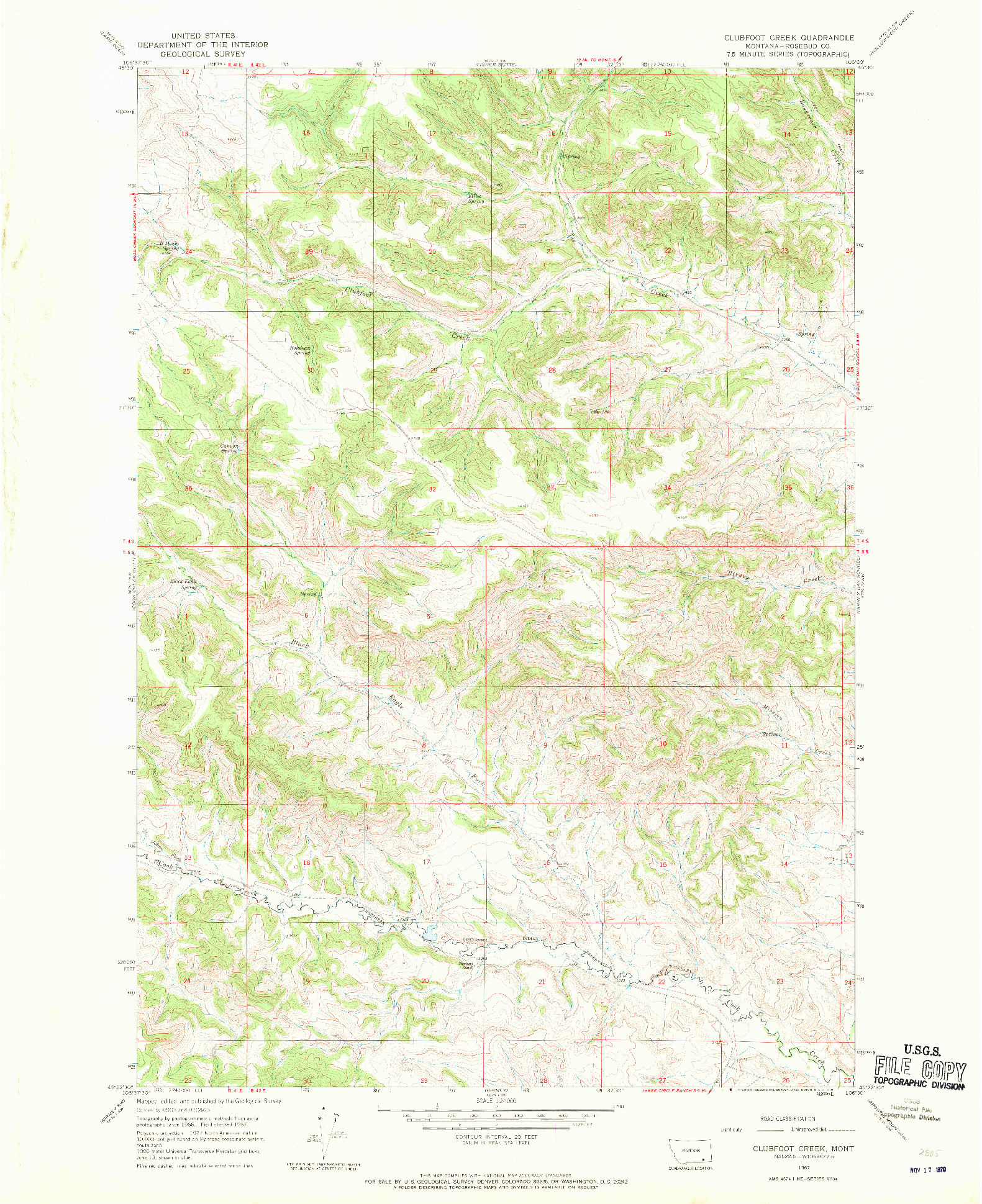 USGS 1:24000-SCALE QUADRANGLE FOR CLUBFOOT CREEK, MT 1967