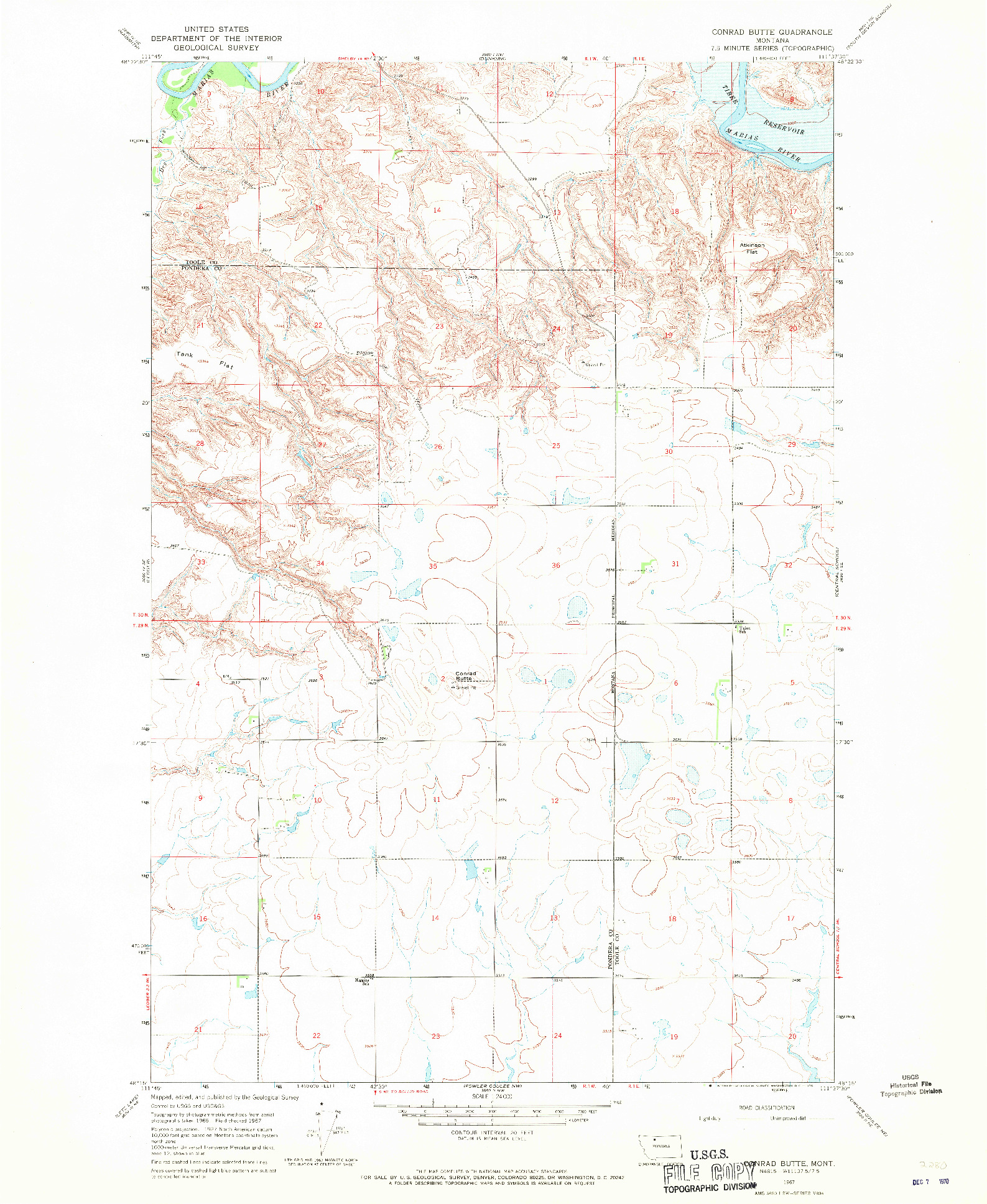 USGS 1:24000-SCALE QUADRANGLE FOR CONRAD, MT 1967