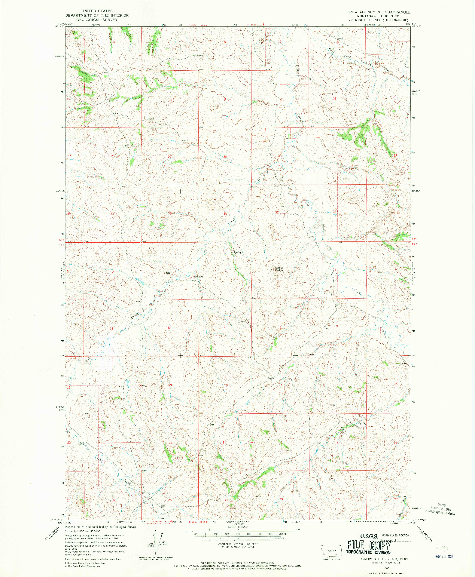 USGS 1:24000-SCALE QUADRANGLE FOR CROW AGENCY NE, MT 1967
