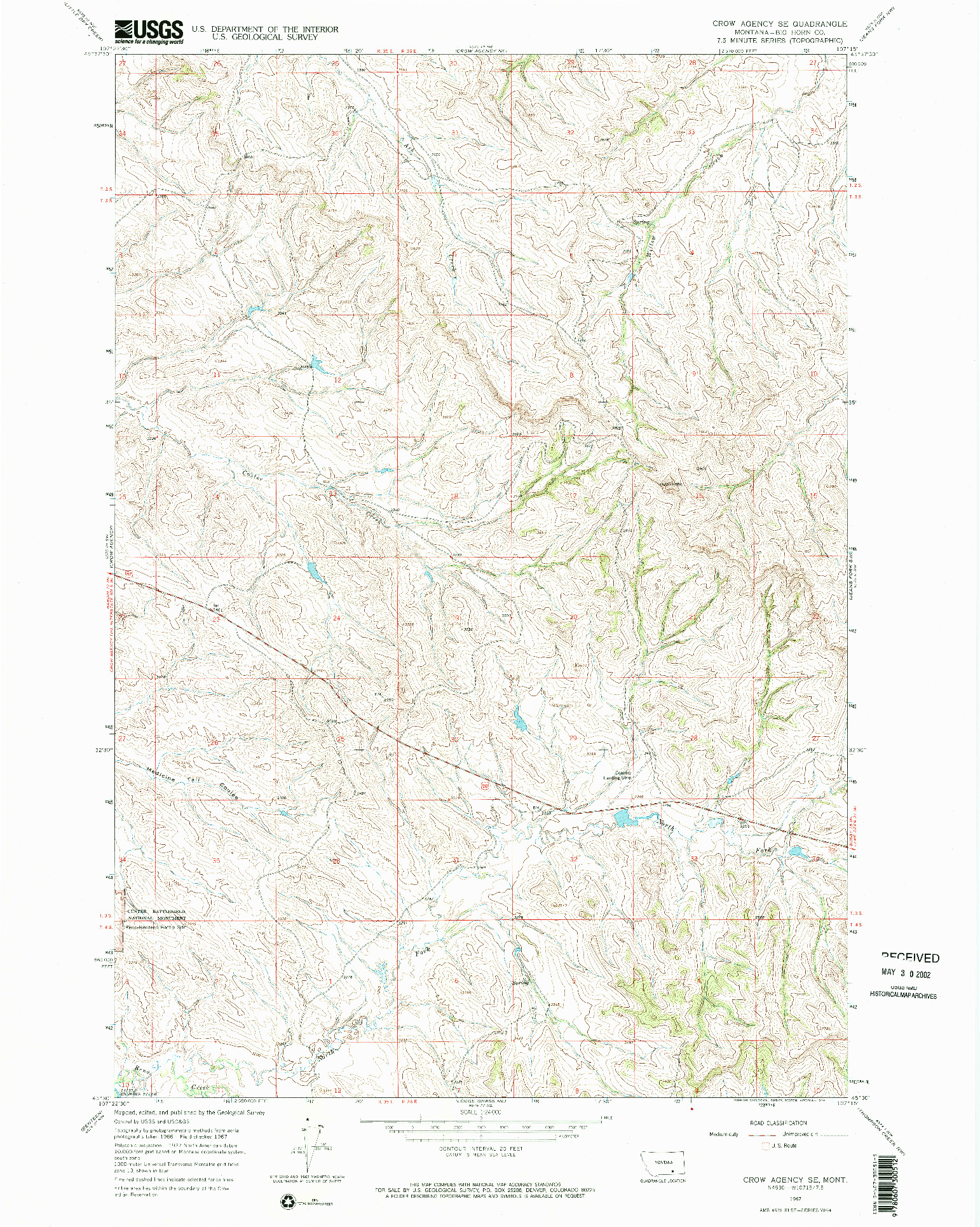 USGS 1:24000-SCALE QUADRANGLE FOR CROW AGENCY SE, MT 1967