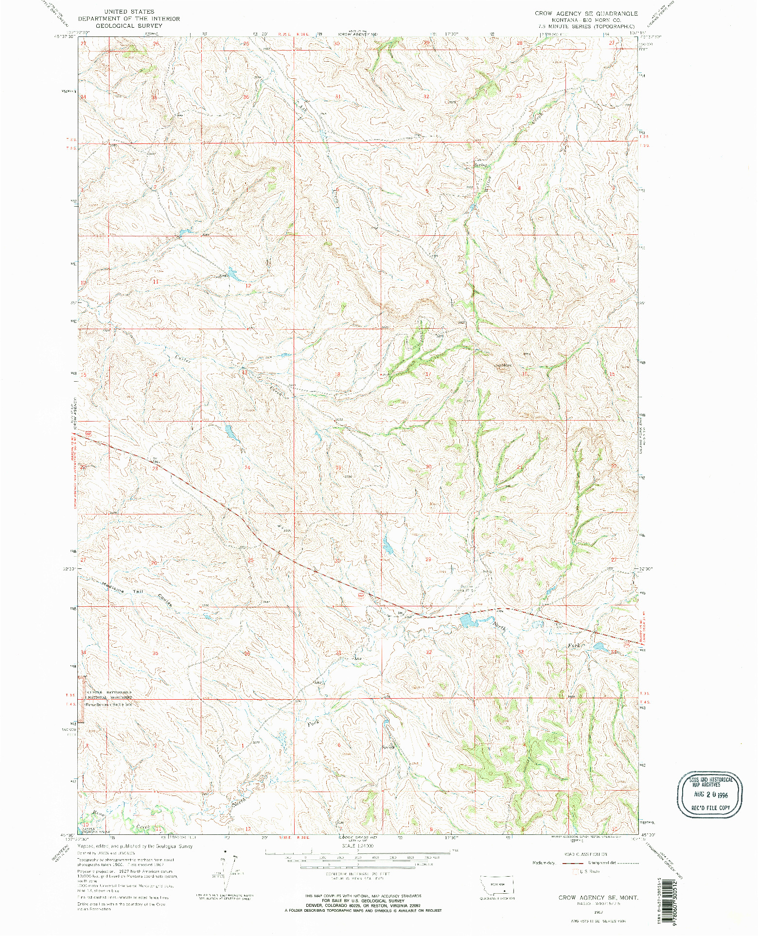 USGS 1:24000-SCALE QUADRANGLE FOR CROW AGENCY SE, MT 1967