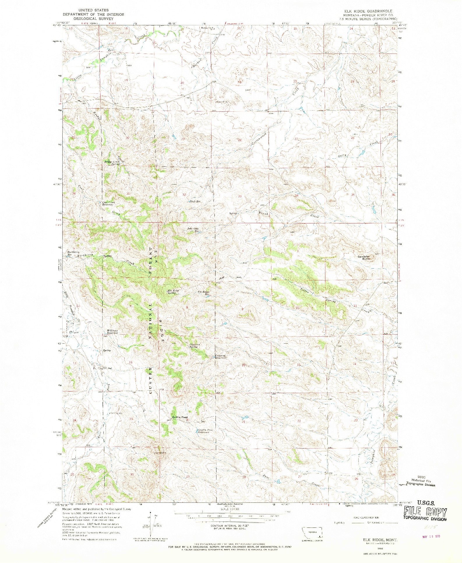 USGS 1:24000-SCALE QUADRANGLE FOR ELK RIDGE, MT 1966