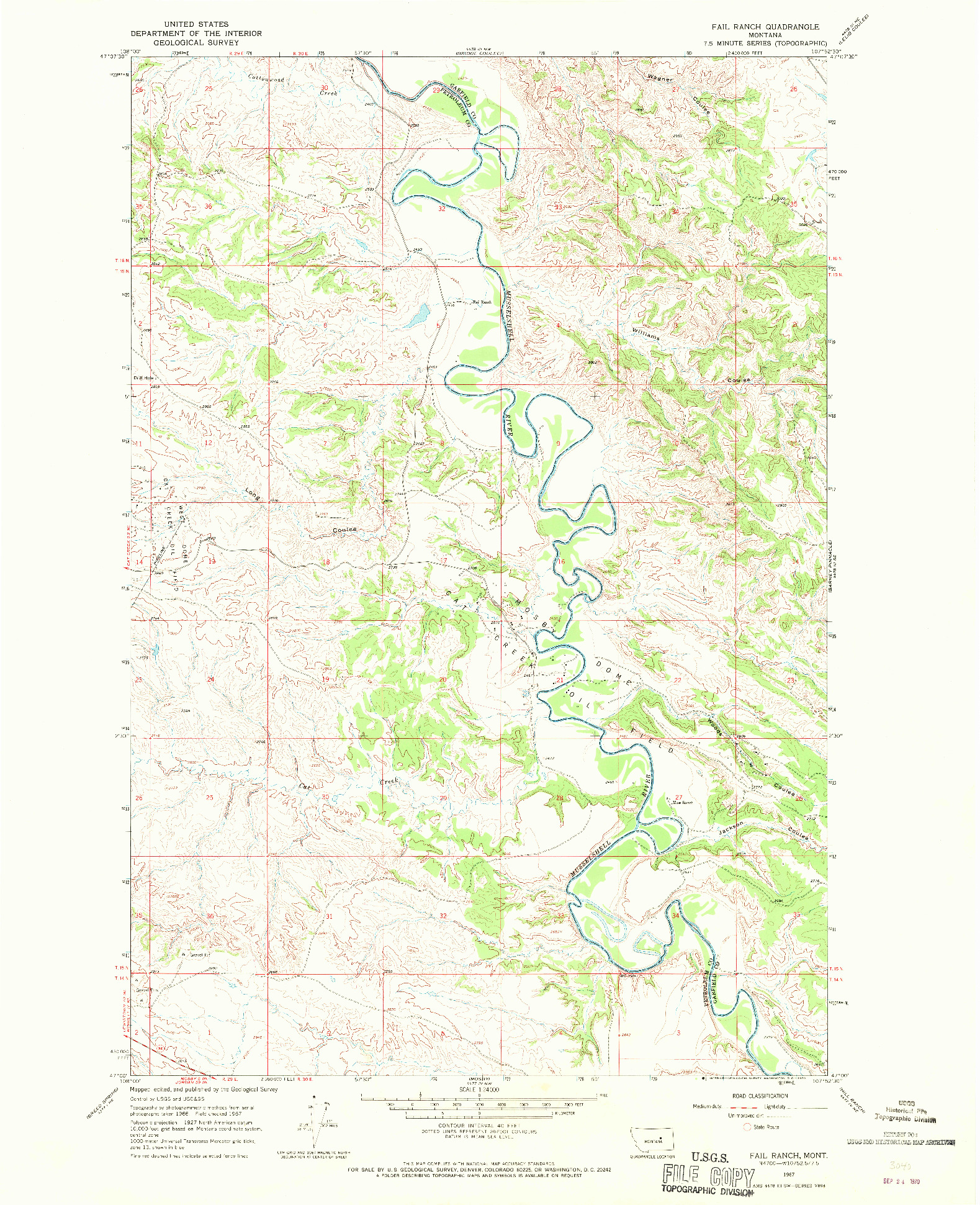 USGS 1:24000-SCALE QUADRANGLE FOR FAIL RANCH, MT 1967