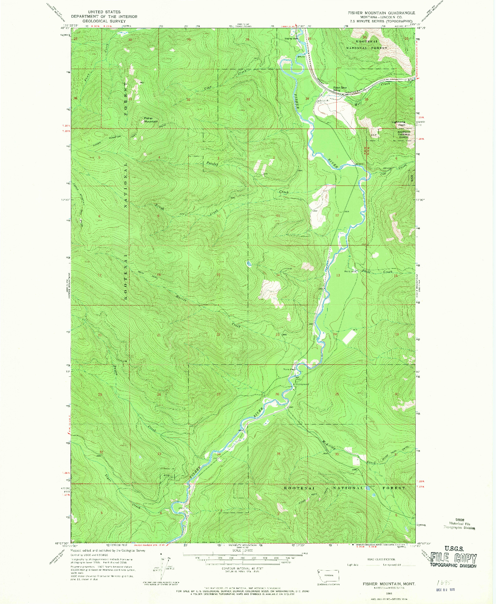 USGS 1:24000-SCALE QUADRANGLE FOR FISHER MOUNTAIN, MT 1966