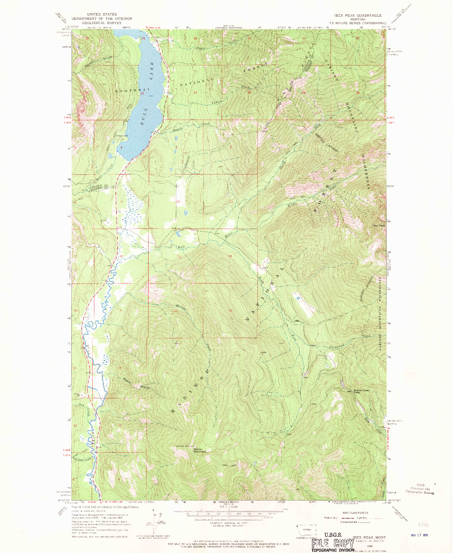 USGS 1:24000-SCALE QUADRANGLE FOR IBEX PEAK, MT 1966