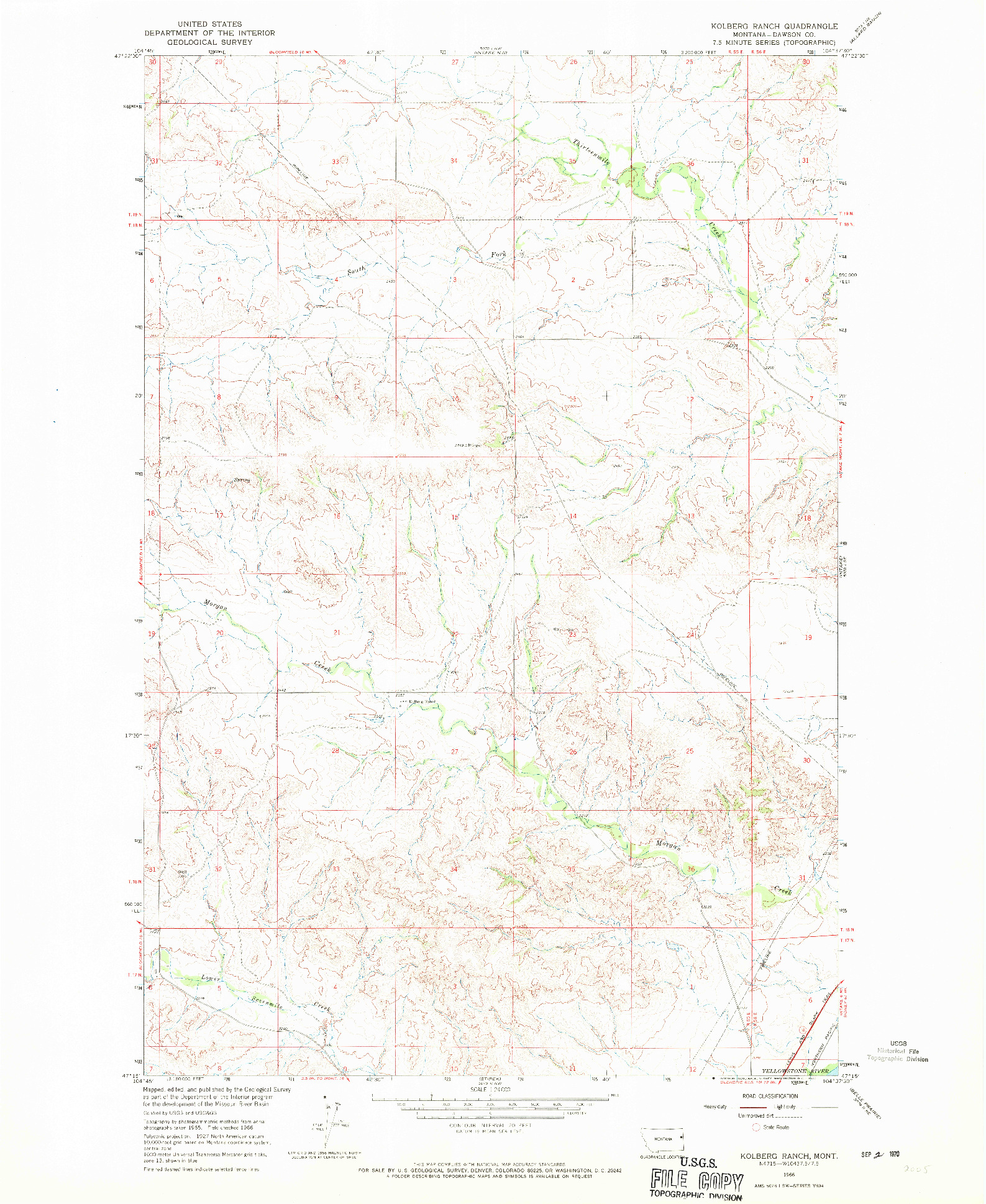USGS 1:24000-SCALE QUADRANGLE FOR KOLBERG RANCH, MT 1966