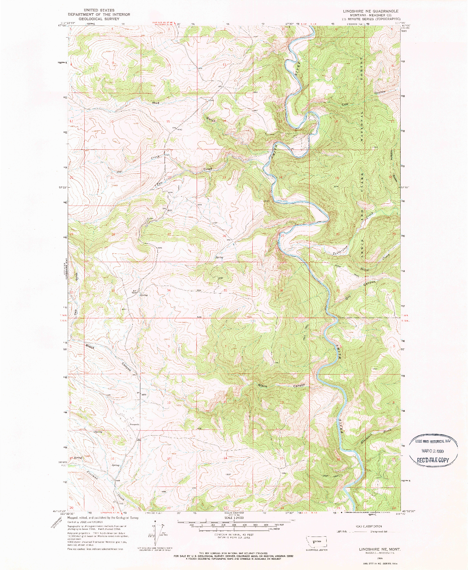 USGS 1:24000-SCALE QUADRANGLE FOR LINGSHIRE NE, MT 1966